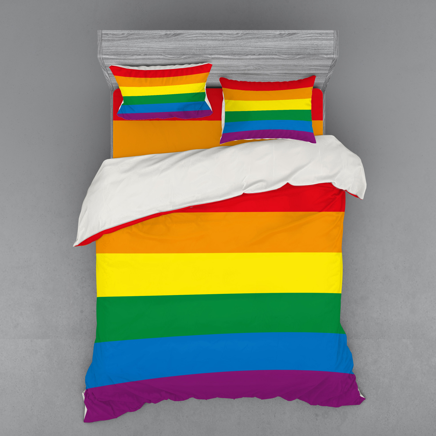 Ambesonne Rainbow Fun Bedding Set Duvet Cover Sham Fitted Sheet in 3
