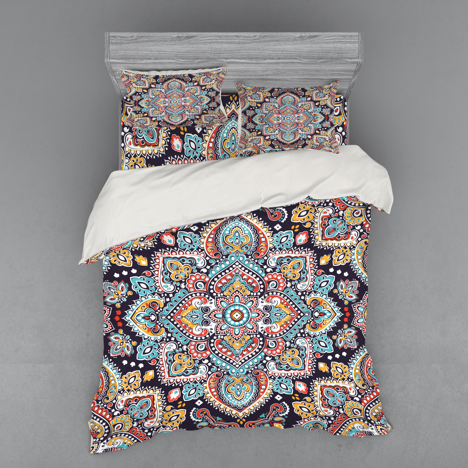 Ambesonne Ethnic Design Bedding Set Duvet Cover Sham Fitted Sheet in 3 Sizes - Picture 231 of 240