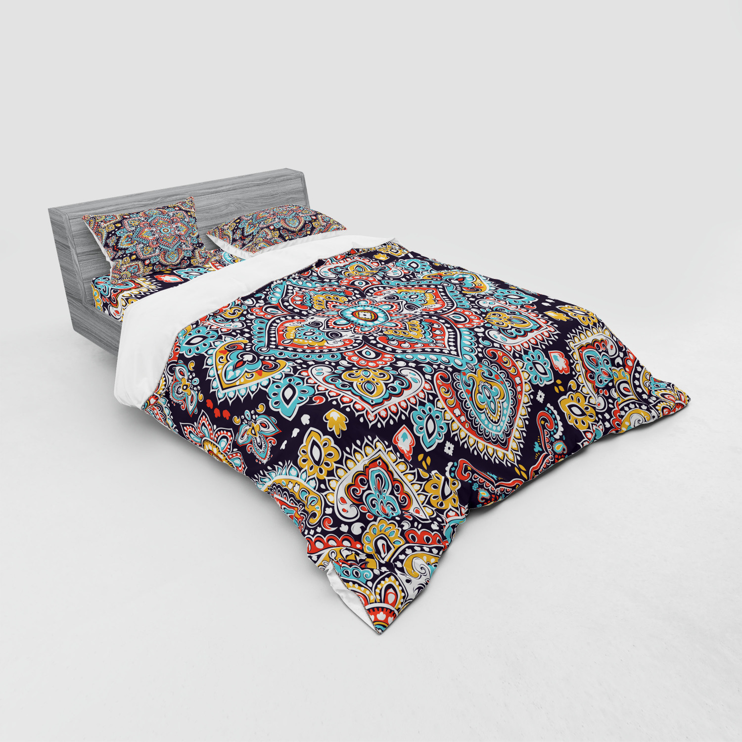Ambesonne Ethnic Design Bedding Set Duvet Cover Sham Fitted Sheet in 3 Sizes - Picture 232 of 240