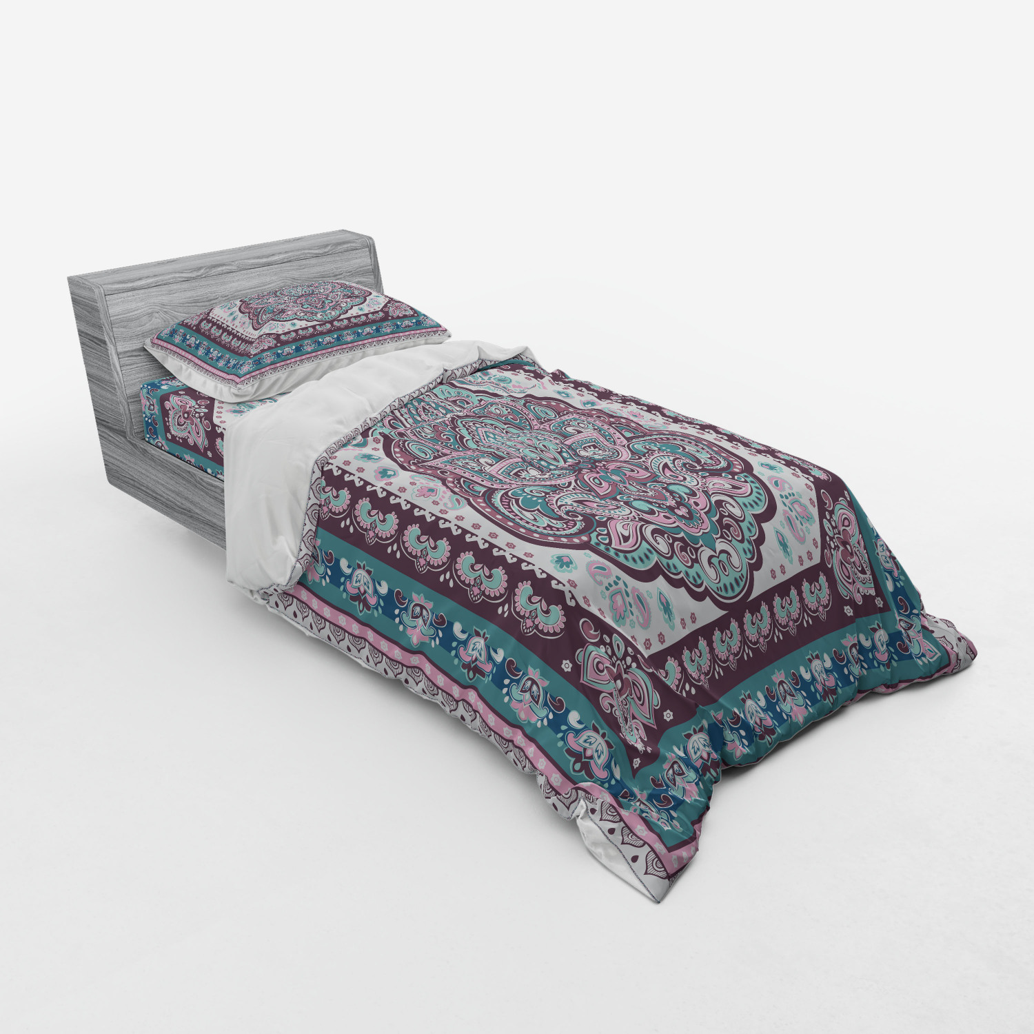 Ambesonne Ethnic Design Bedding Set Duvet Cover Sham Fitted Sheet in 3 Sizes - Picture 186 of 240