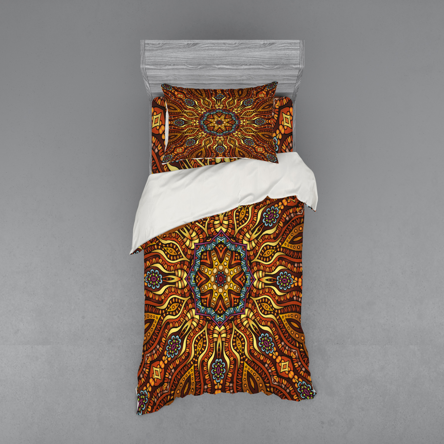 Ambesonne Ethnic Design Bedding Set Duvet Cover Sham Fitted Sheet in 3 Sizes - Picture 233 of 240