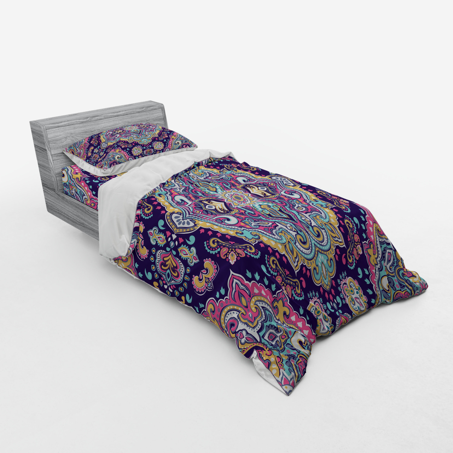 Ambesonne Ethnic Design Bedding Set Duvet Cover Sham Fitted Sheet in 3 Sizes - Picture 38 of 240