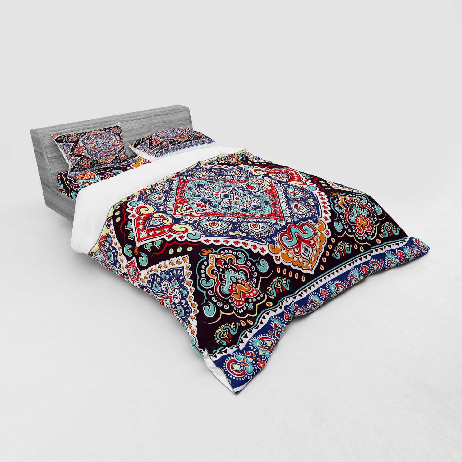 Ambesonne Ethnic Design Bedding Set Duvet Cover Sham Fitted Sheet in 3 Sizes - Picture 228 of 240