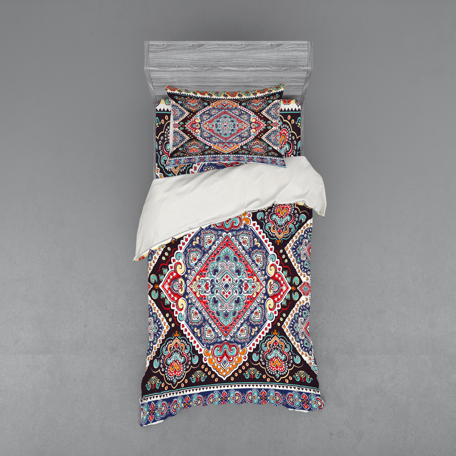 Ambesonne Ethnic Design Bedding Set Duvet Cover Sham Fitted Sheet in 3 Sizes - Picture 225 of 240