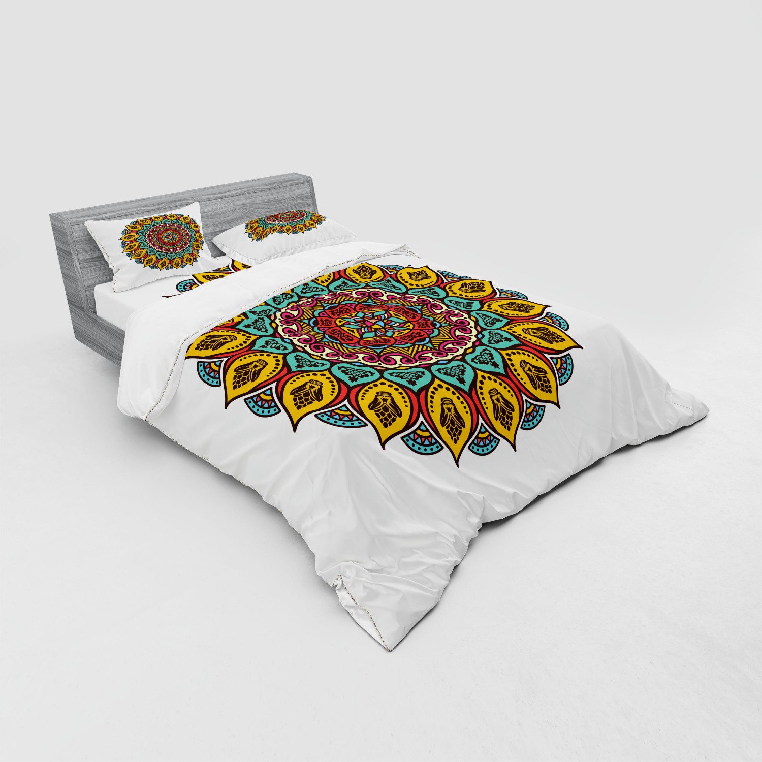 Ambesonne Ethnic Design Bedding Set Duvet Cover Sham Fitted Sheet in 3 Sizes - Picture 148 of 240