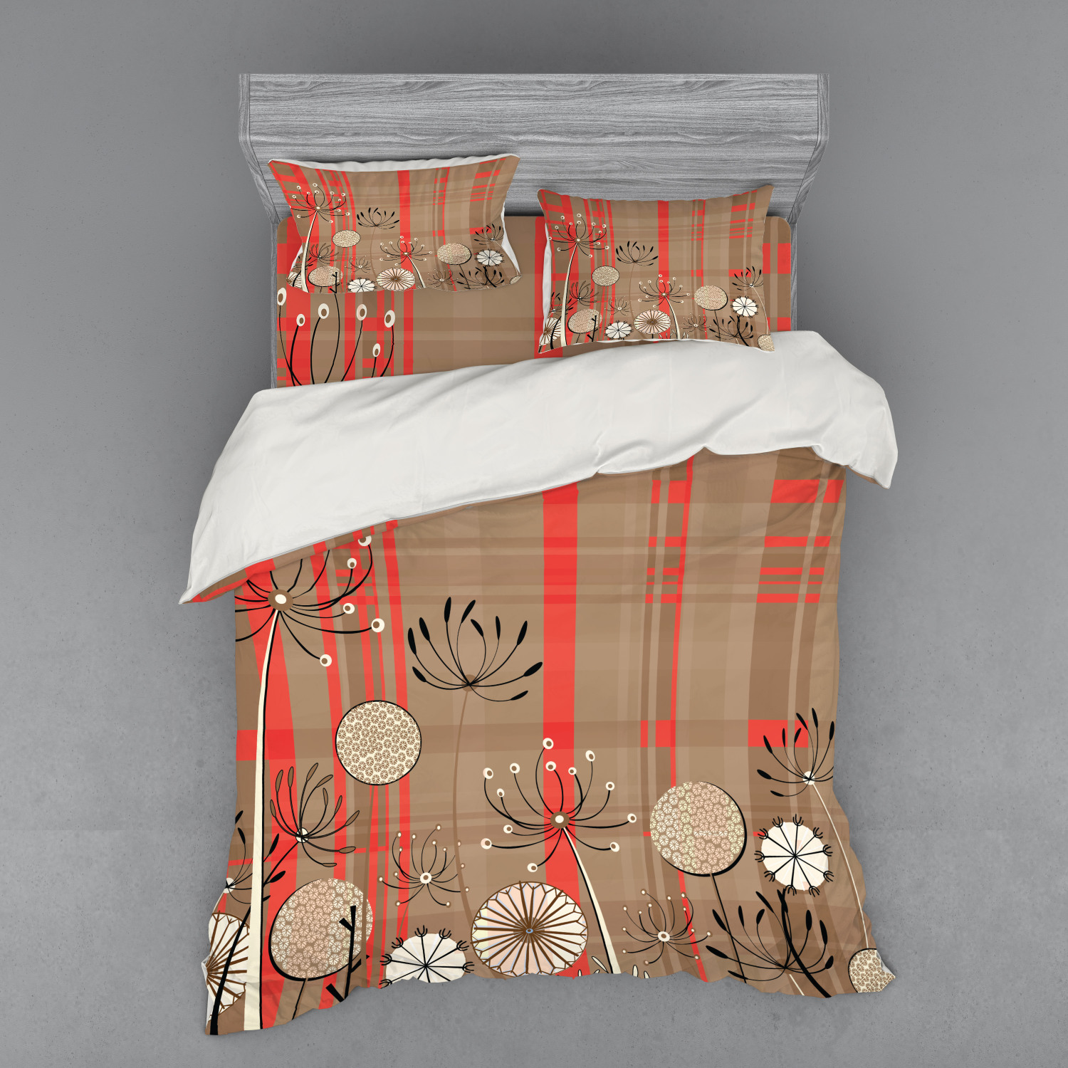 Ambesonne Flower Art Bedding Set Duvet Cover Sham Fitted Sheet in 3 Sizes - Picture 223 of 244
