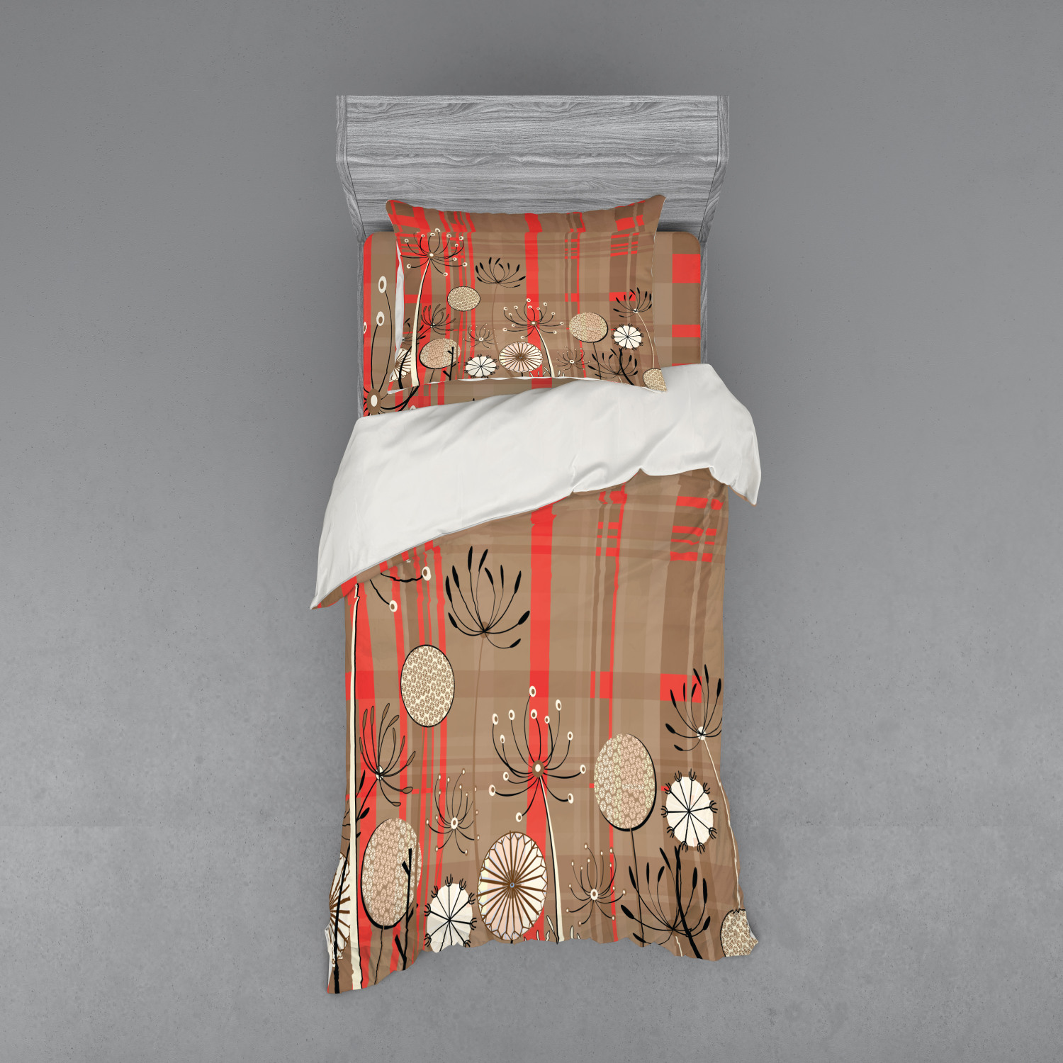 Ambesonne Flower Art Bedding Set Duvet Cover Sham Fitted Sheet in 3 Sizes - Picture 221 of 244