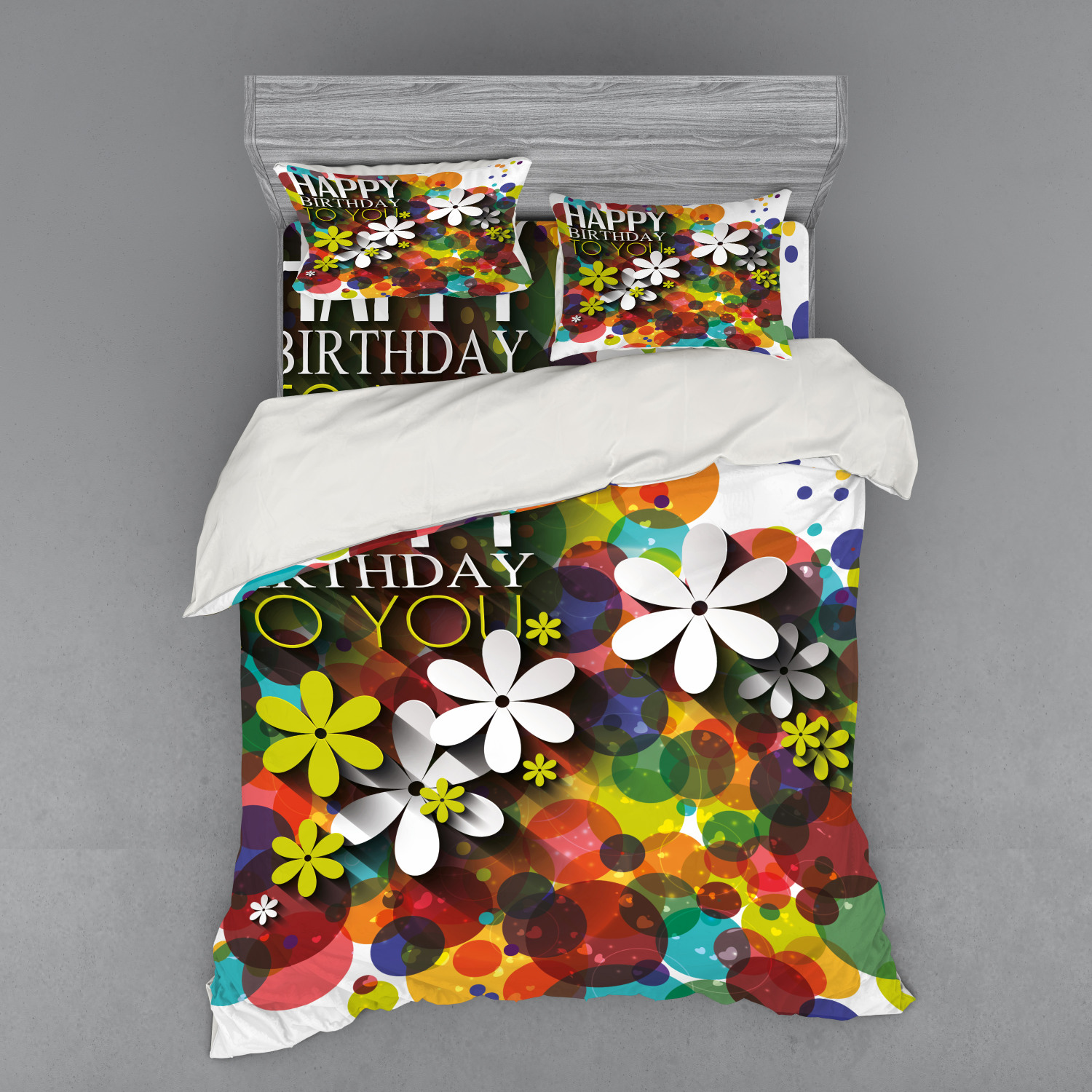 Ambesonne Flower Art Bedding Set Duvet Cover Sham Fitted Sheet in 3 Sizes - Picture 59 of 244