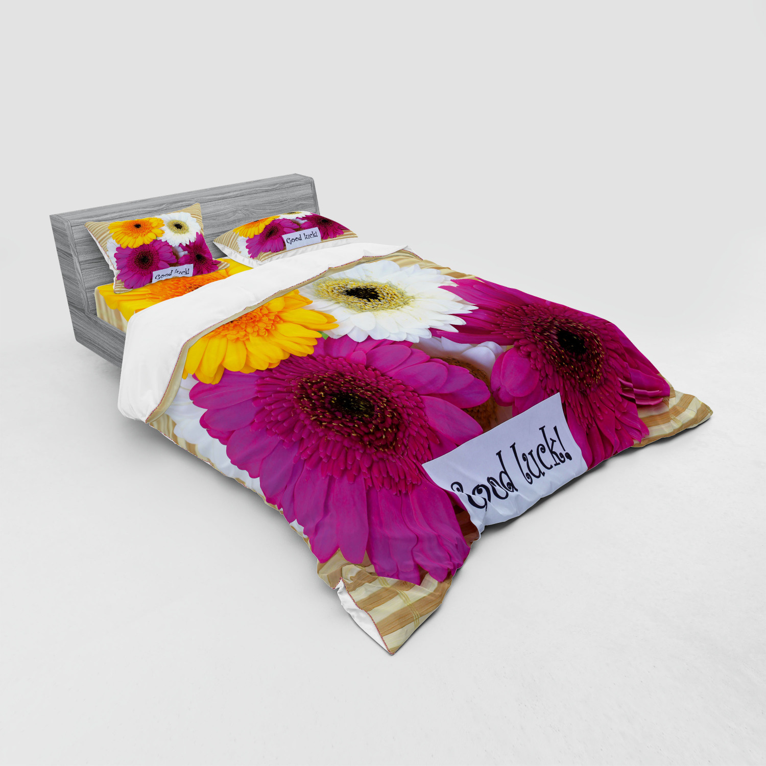 Ambesonne Flower Art Bedding Set Duvet Cover Sham Fitted Sheet in 3 Sizes - Picture 100 of 244