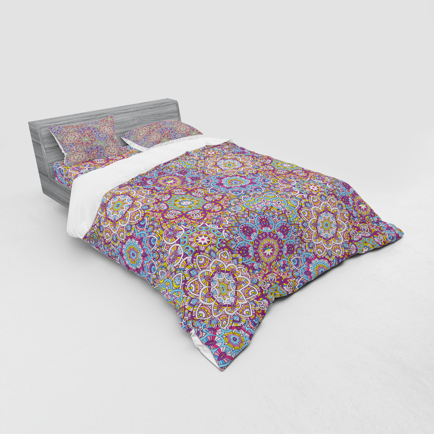 Ambesonne Leaf Print Bedding Set Duvet Cover Sham Fitted Sheet in 3 Sizes - Picture 40 of 228