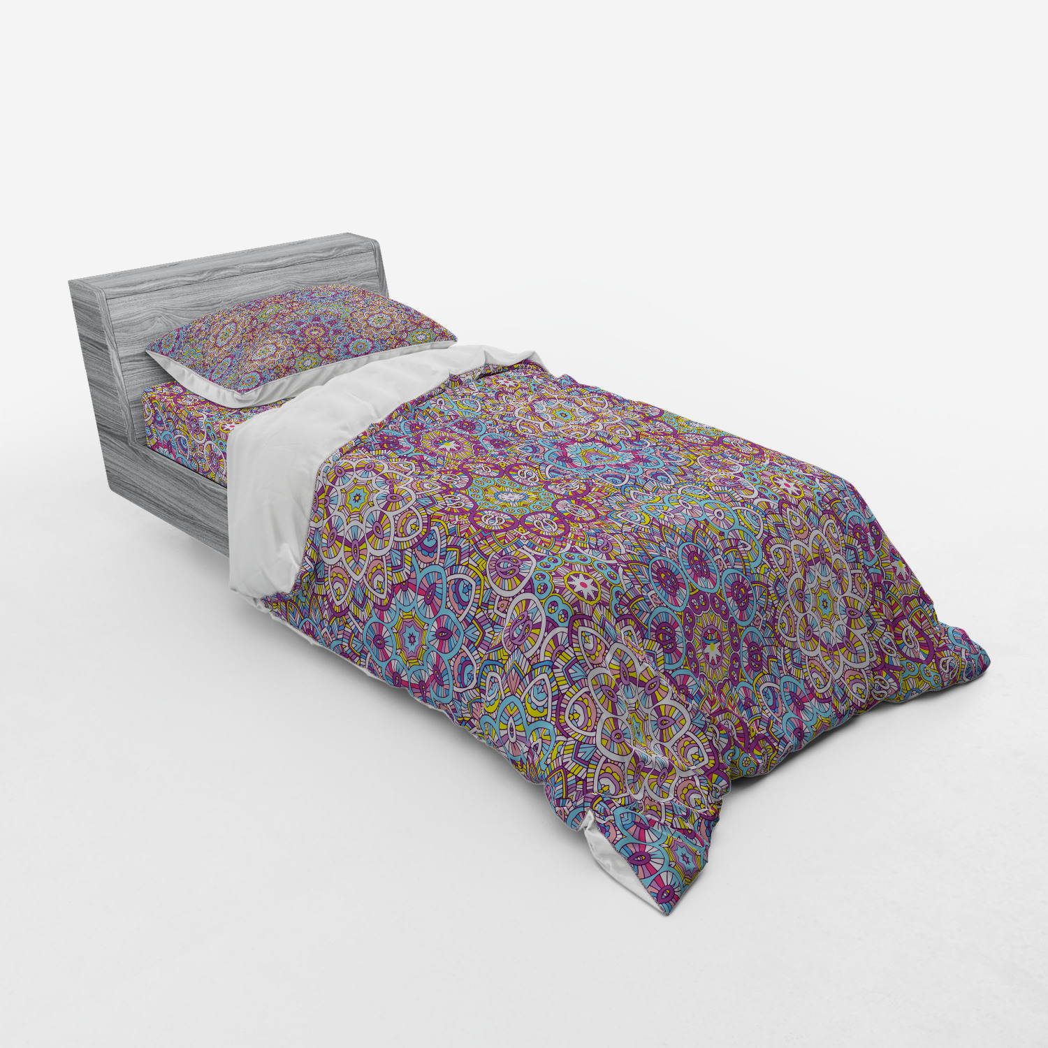 Ambesonne Leaf Print Bedding Set Duvet Cover Sham Fitted Sheet in 3 Sizes - Picture 38 of 228