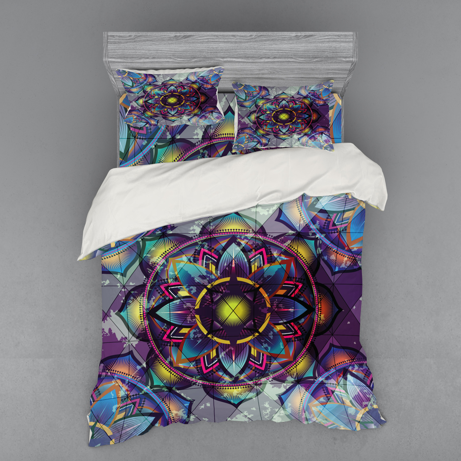 Ambesonne Leaf Print Bedding Set Duvet Cover Sham Fitted Sheet in 3 Sizes - Picture 79 of 228