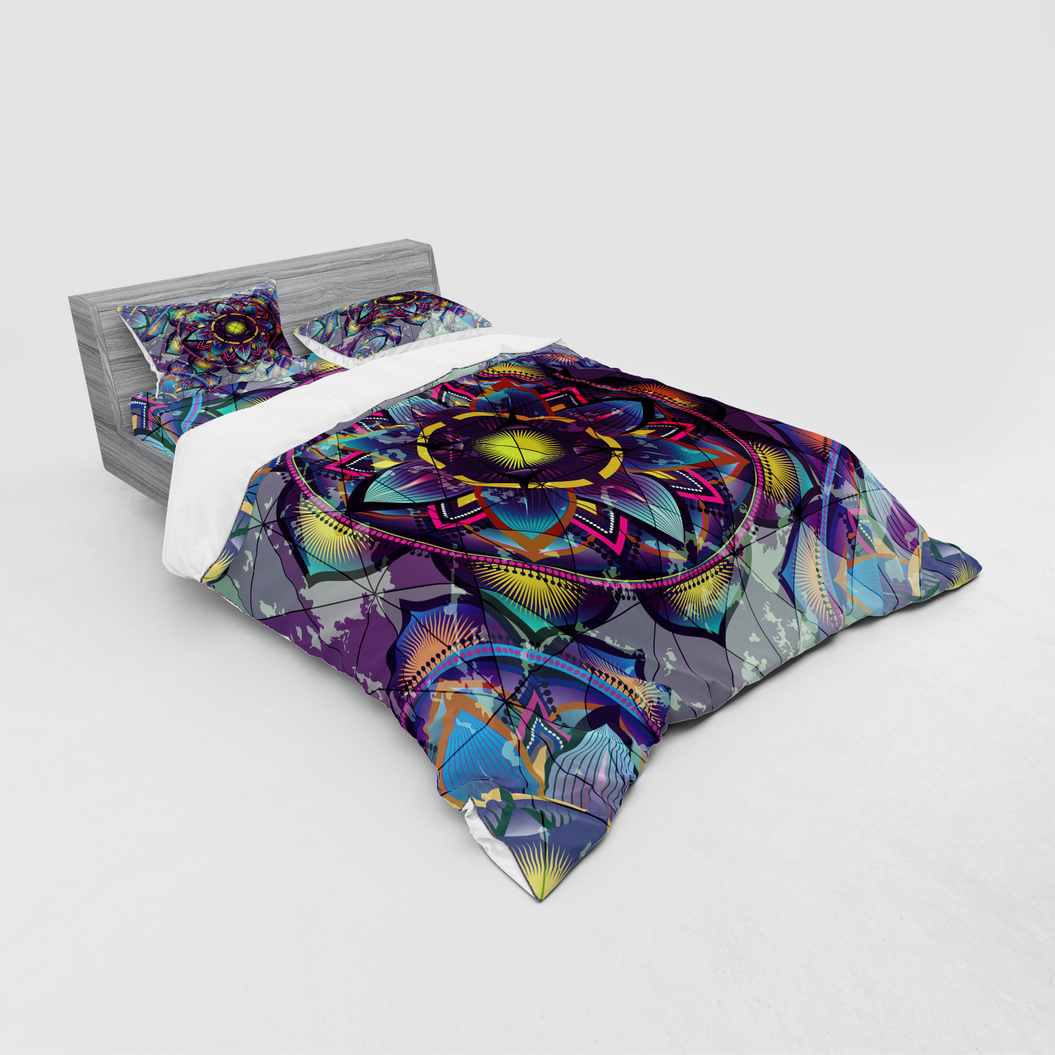 Ambesonne Leaf Print Bedding Set Duvet Cover Sham Fitted Sheet in 3 Sizes - Picture 80 of 228