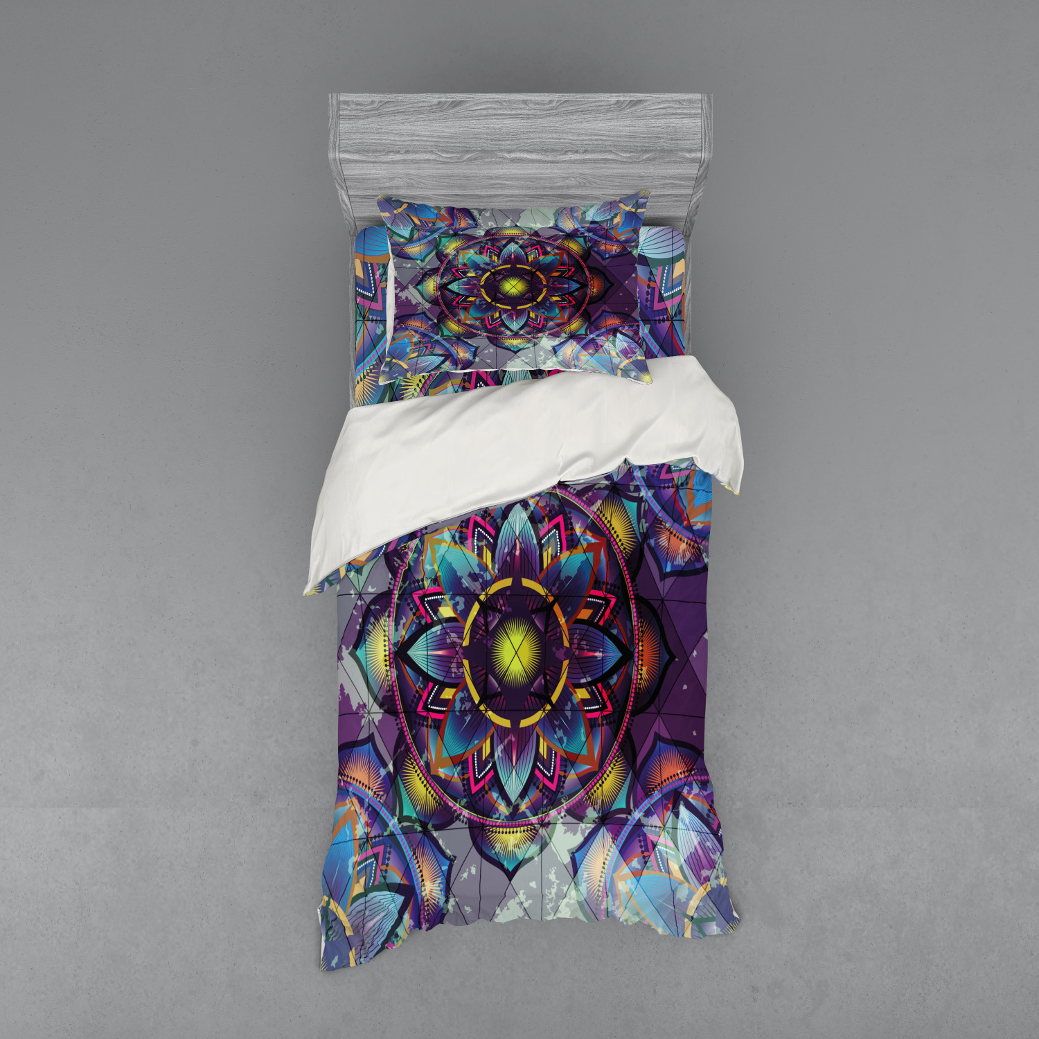Ambesonne Leaf Print Bedding Set Duvet Cover Sham Fitted Sheet in 3 Sizes - Picture 77 of 228