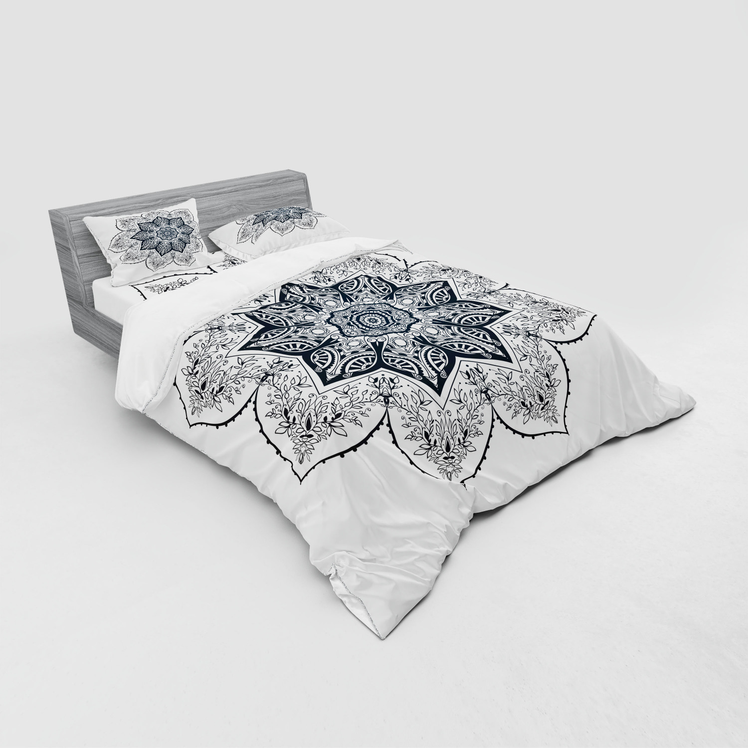 Ambesonne Leaf Print Bedding Set Duvet Cover Sham Fitted Sheet in 3 Sizes - Picture 24 of 228