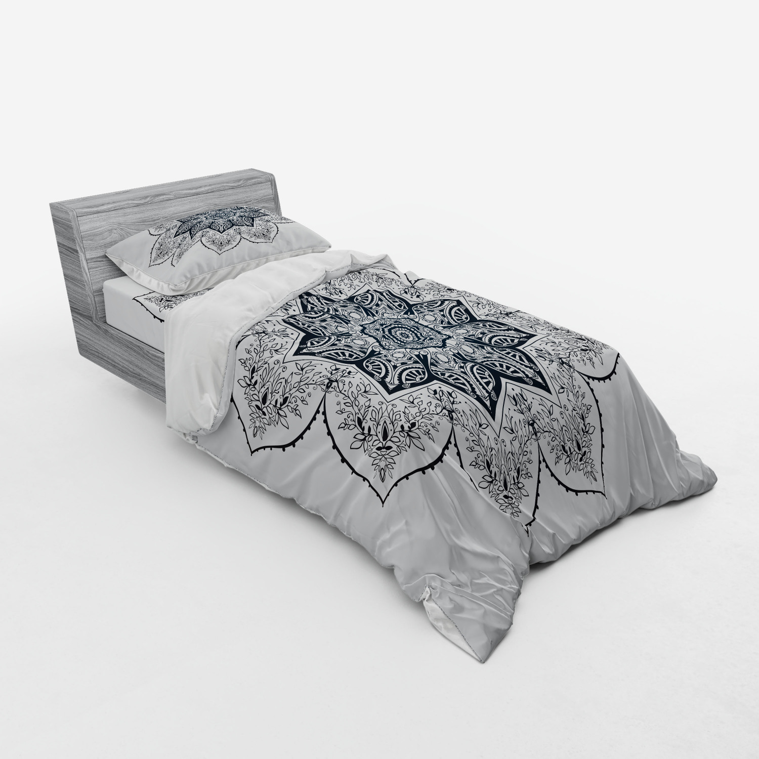 Ambesonne Leaf Print Bedding Set Duvet Cover Sham Fitted Sheet in 3 Sizes - Picture 22 of 228