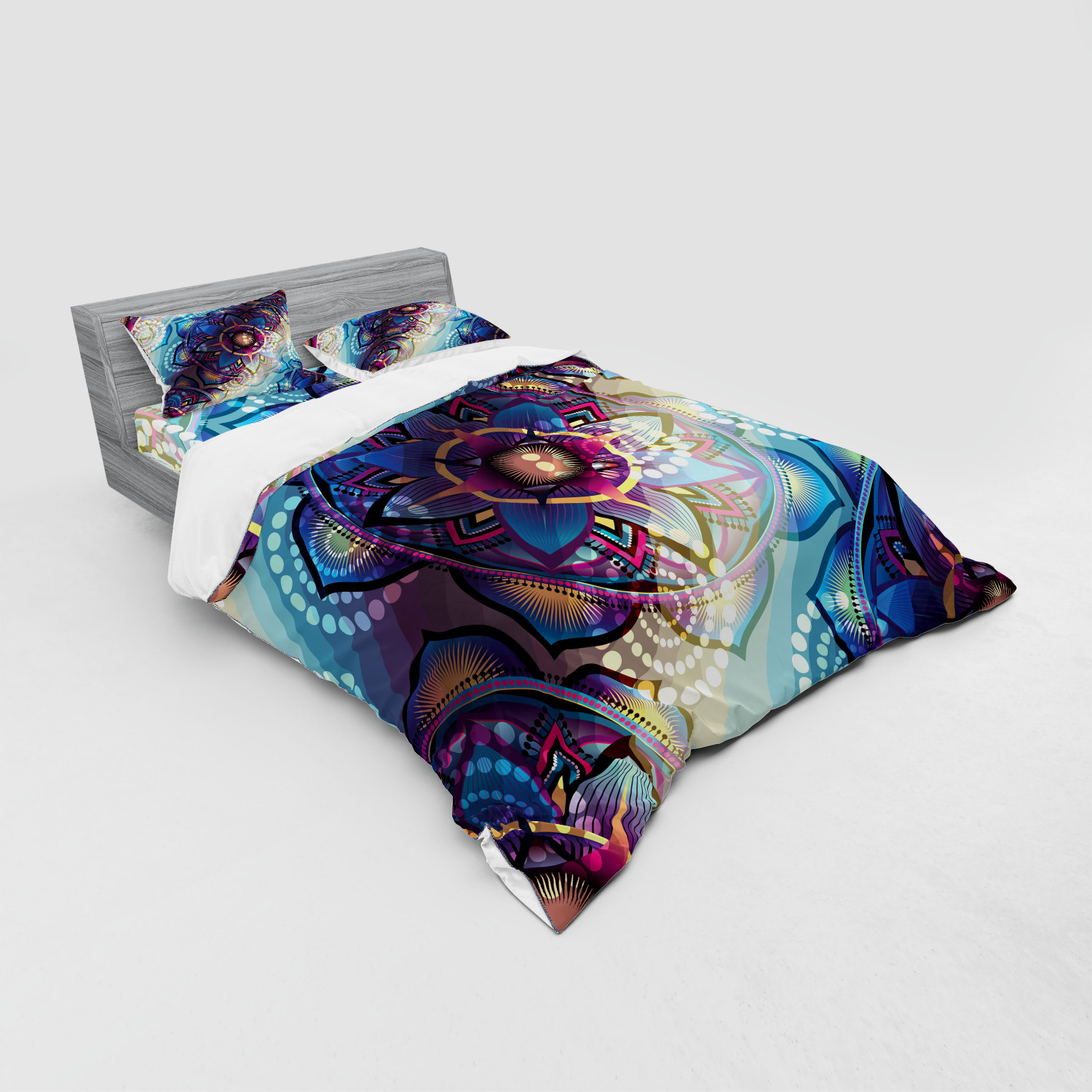 Ambesonne Leaf Print Bedding Set Duvet Cover Sham Fitted Sheet in 3 Sizes - Picture 48 of 228
