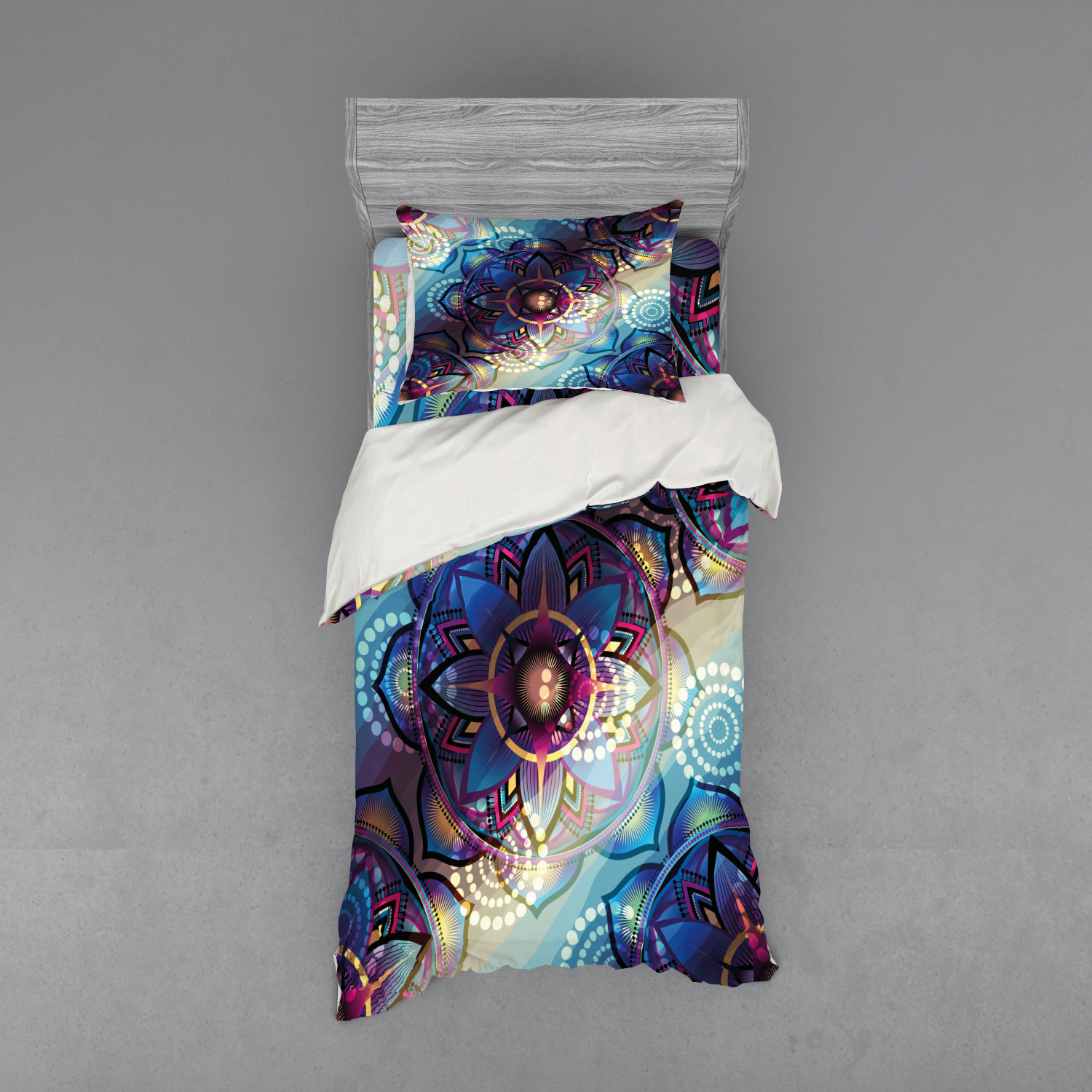 Ambesonne Leaf Print Bedding Set Duvet Cover Sham Fitted Sheet in 3 Sizes - Picture 45 of 228