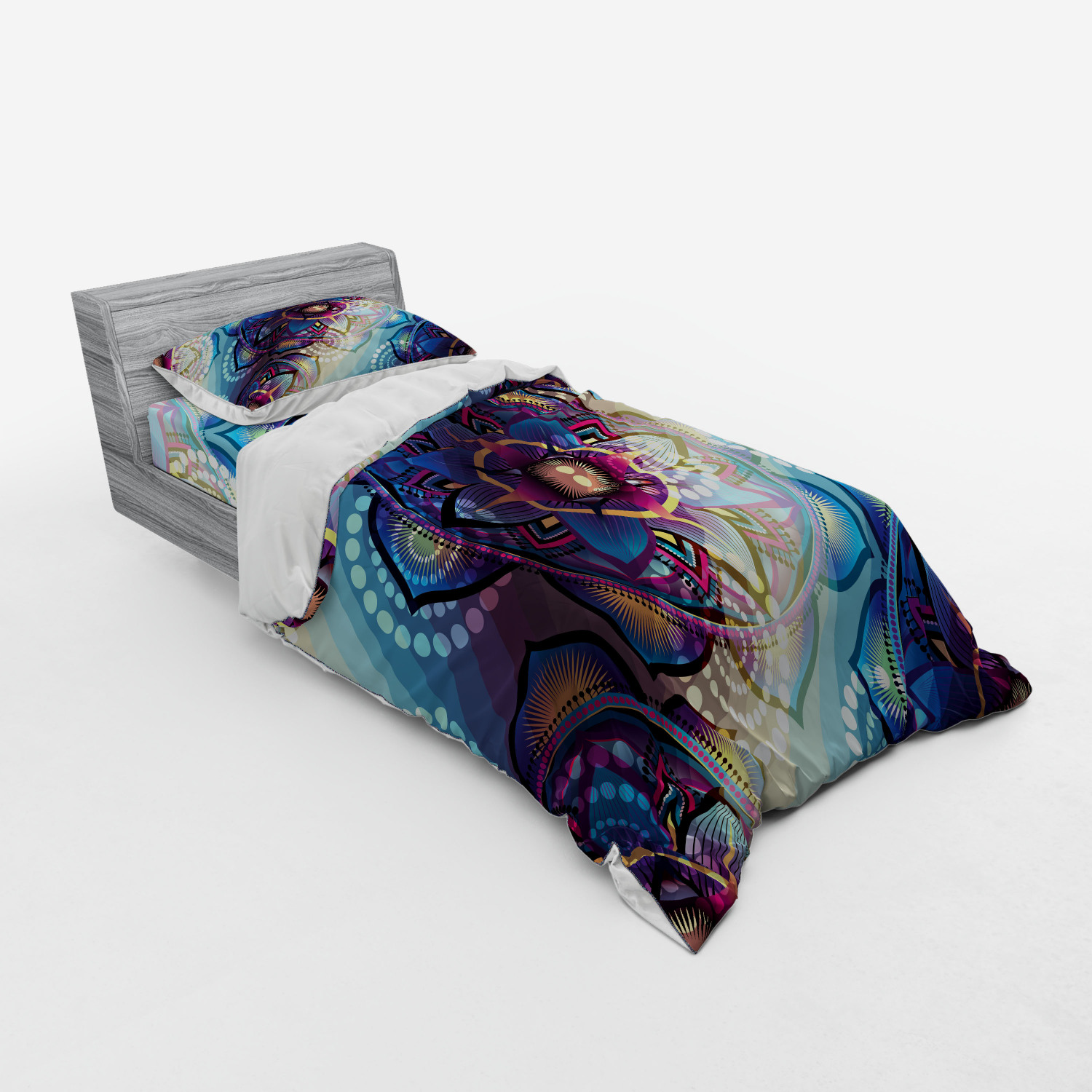 Ambesonne Leaf Print Bedding Set Duvet Cover Sham Fitted Sheet in 3 Sizes - Picture 46 of 228