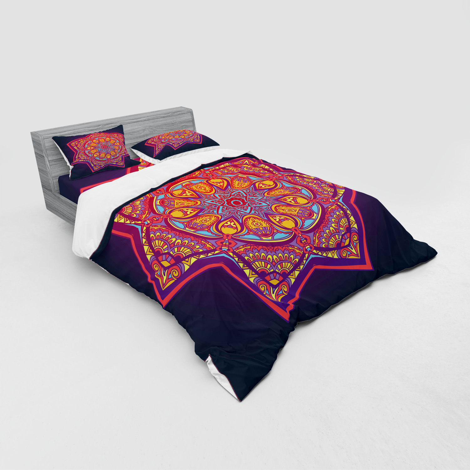 Ambesonne Leaf Print Bedding Set Duvet Cover Sham Fitted Sheet in 3 Sizes - Picture 76 of 228
