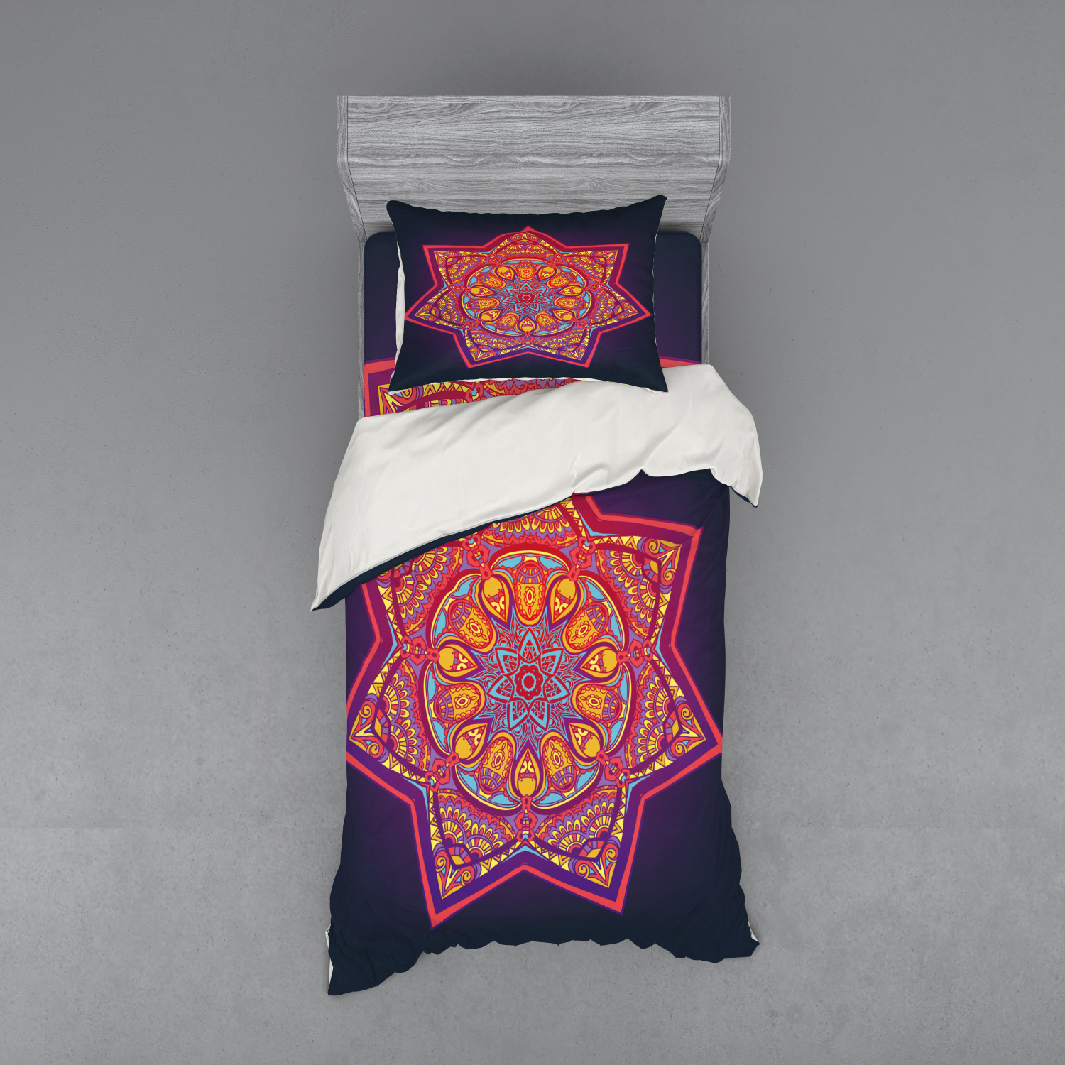 Ambesonne Leaf Print Bedding Set Duvet Cover Sham Fitted Sheet in 3 Sizes - Picture 73 of 228