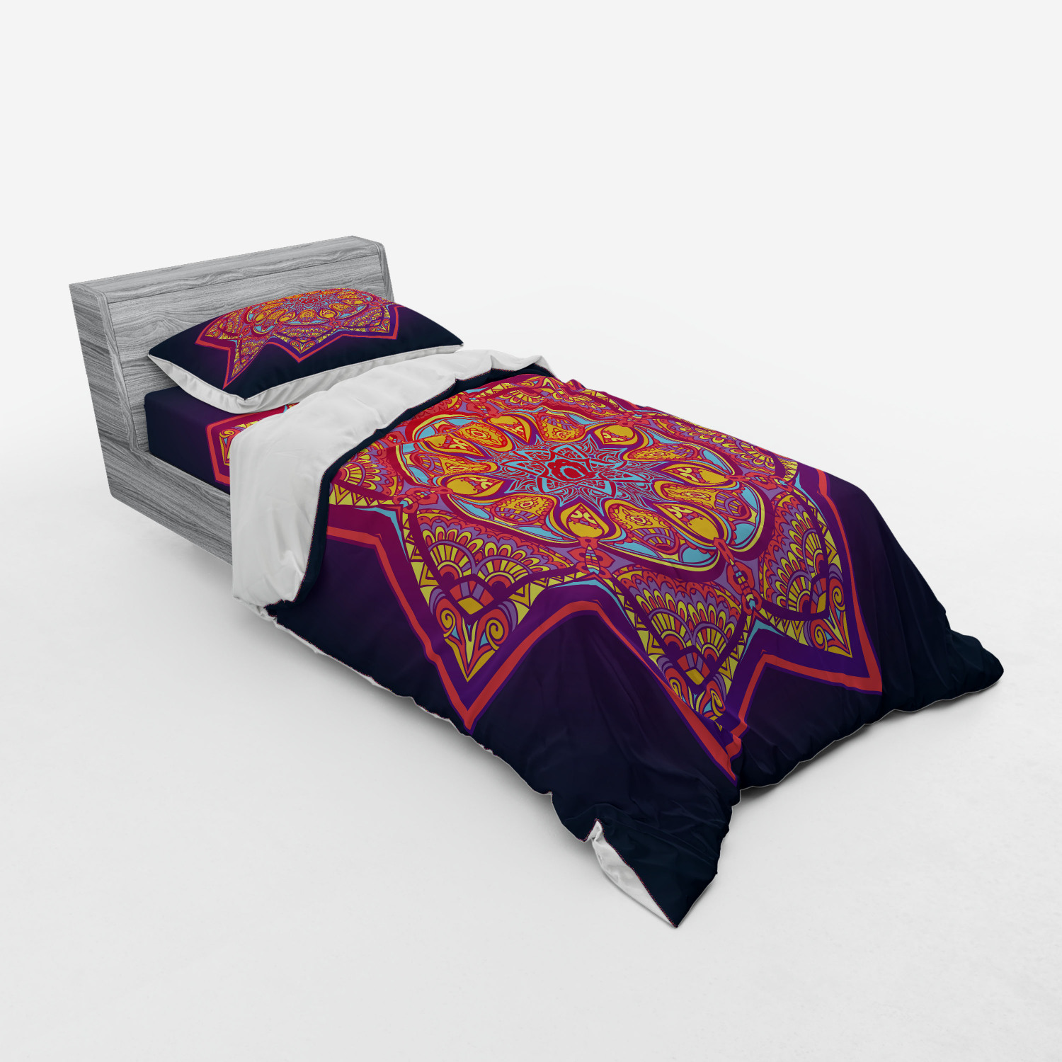 Ambesonne Leaf Print Bedding Set Duvet Cover Sham Fitted Sheet in 3 Sizes - Picture 74 of 228