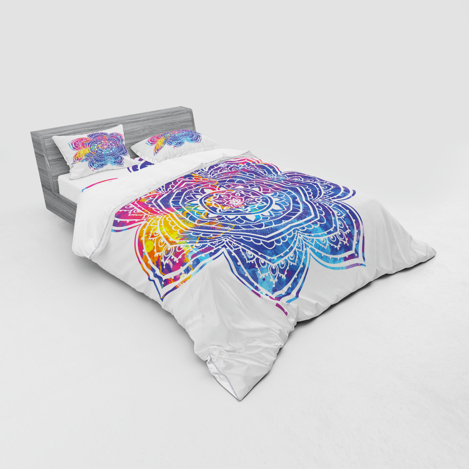 Ambesonne Leaf Print Bedding Set Duvet Cover Sham Fitted Sheet in 3 Sizes - Picture 220 of 228