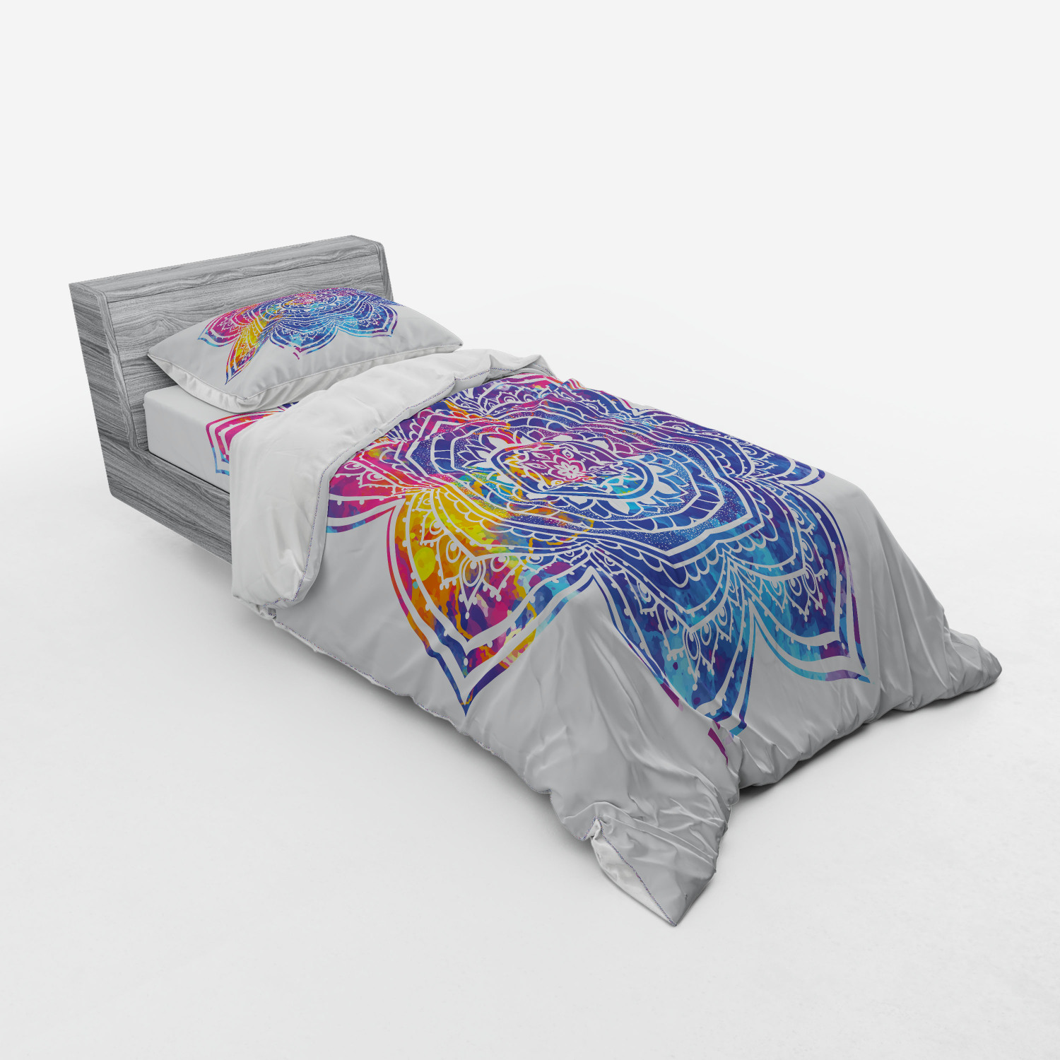 Ambesonne Leaf Print Bedding Set Duvet Cover Sham Fitted Sheet in 3 Sizes - Picture 218 of 228