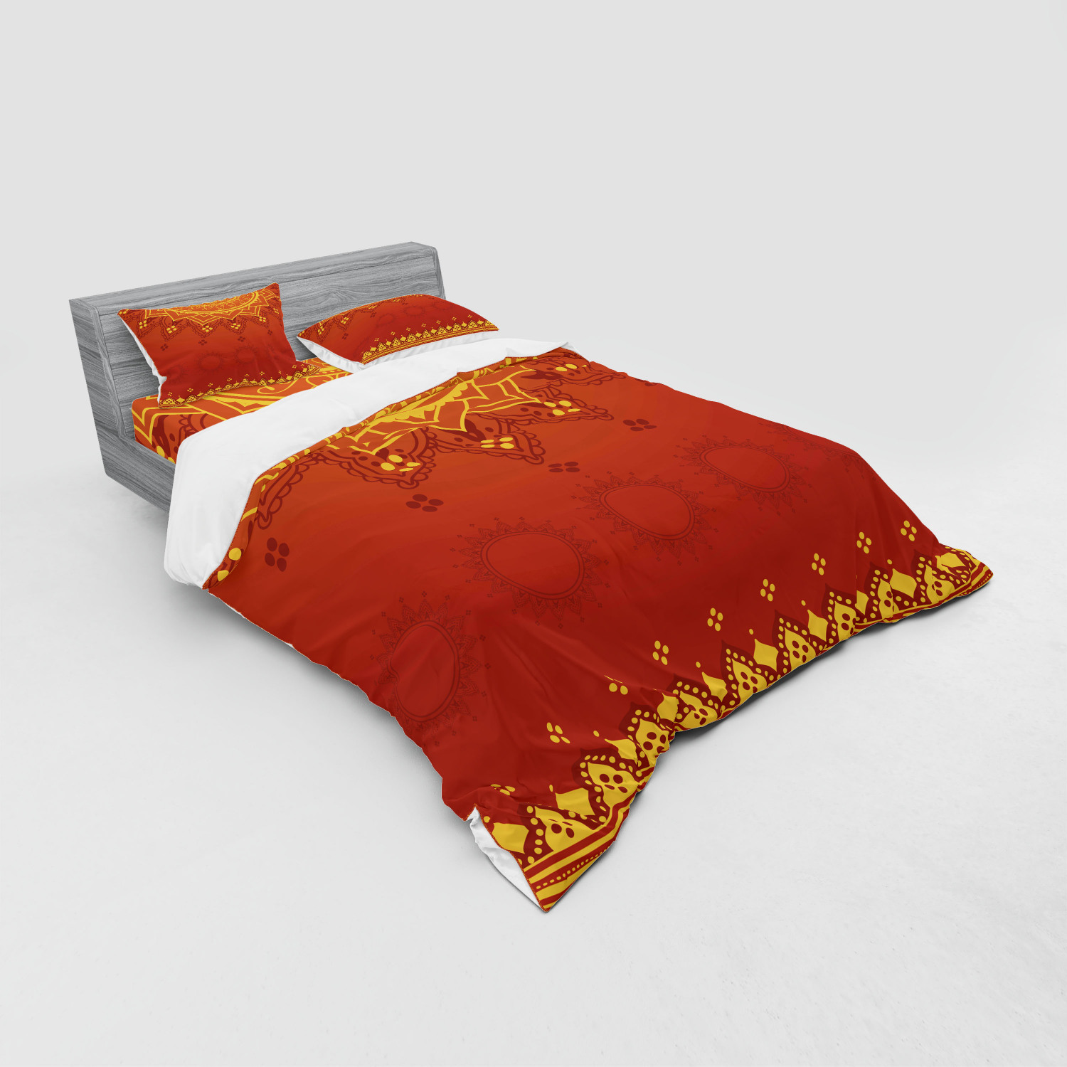 Ambesonne Leaf Print Bedding Set Duvet Cover Sham Fitted Sheet in 3 Sizes - Picture 204 of 228