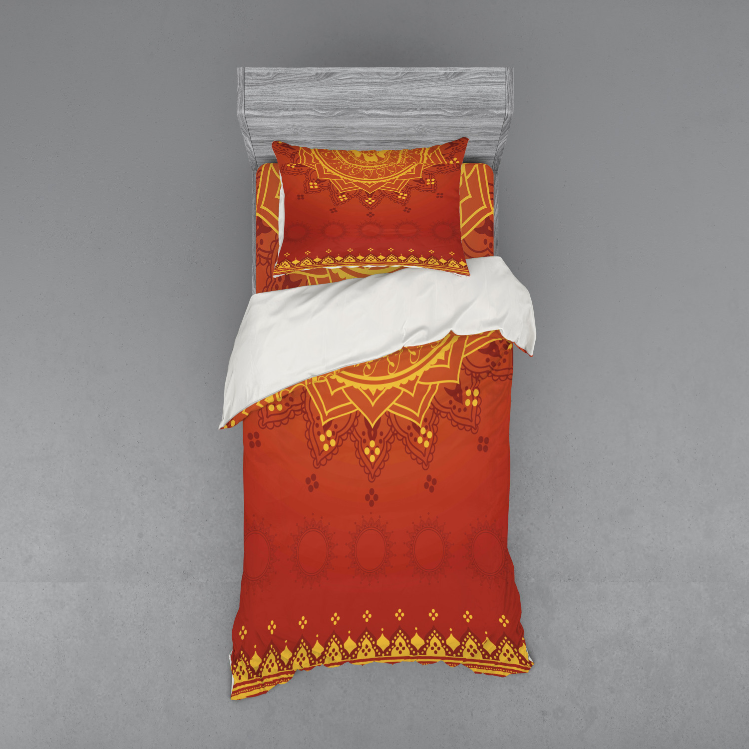 Ambesonne Leaf Print Bedding Set Duvet Cover Sham Fitted Sheet in 3 Sizes - Picture 201 of 228