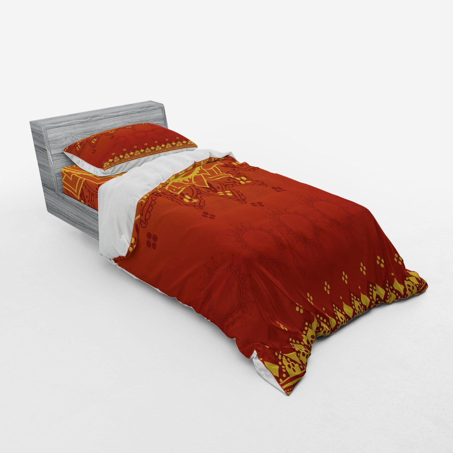 Ambesonne Leaf Print Bedding Set Duvet Cover Sham Fitted Sheet in 3 Sizes - Picture 202 of 228