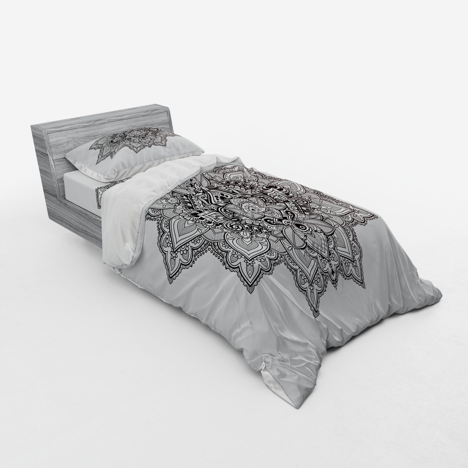 Ambesonne Leaf Print Bedding Set Duvet Cover Sham Fitted Sheet in 3 Sizes - Picture 26 of 228