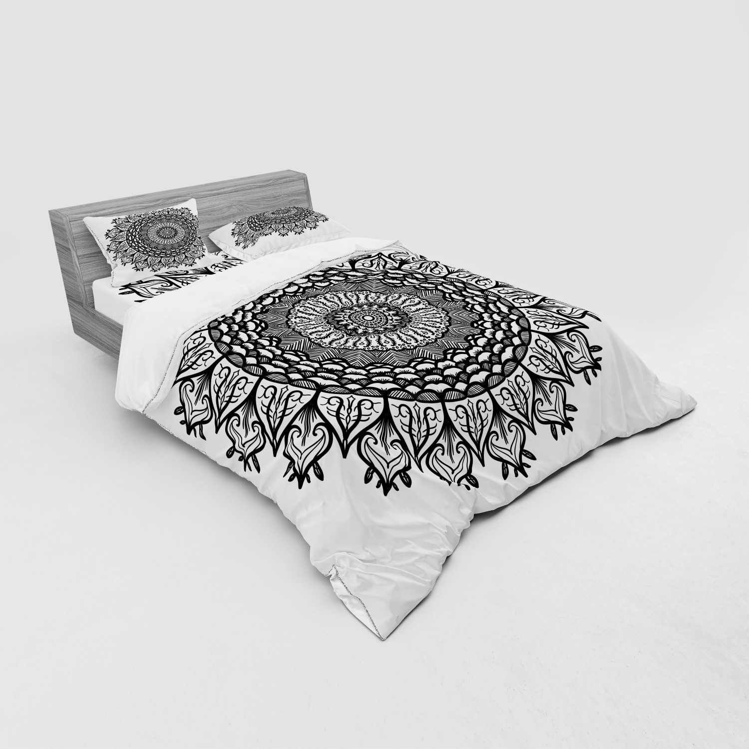 Ambesonne Leaf Print Bedding Set Duvet Cover Sham Fitted Sheet in 3 Sizes - Picture 212 of 228