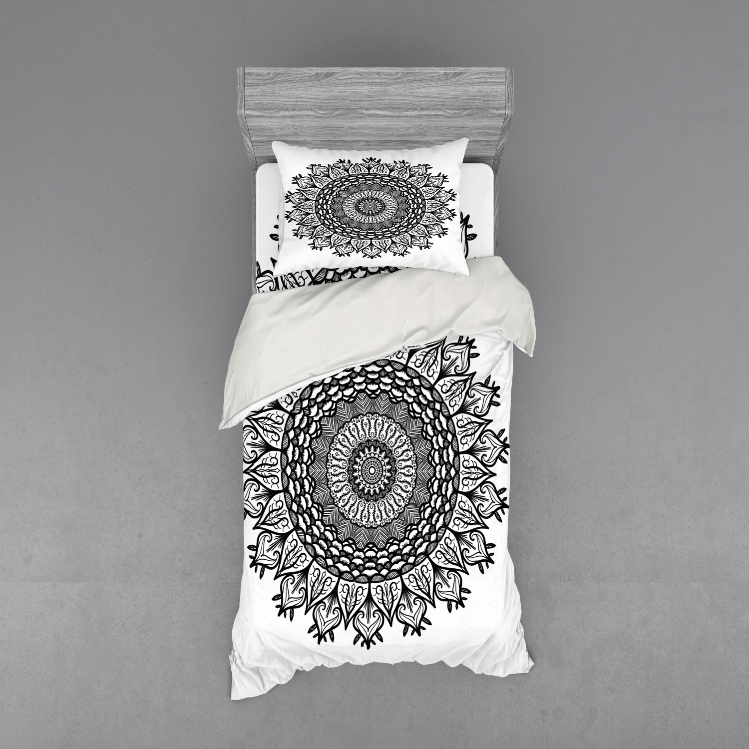 Ambesonne Leaf Print Bedding Set Duvet Cover Sham Fitted Sheet in 3 Sizes - Picture 209 of 228