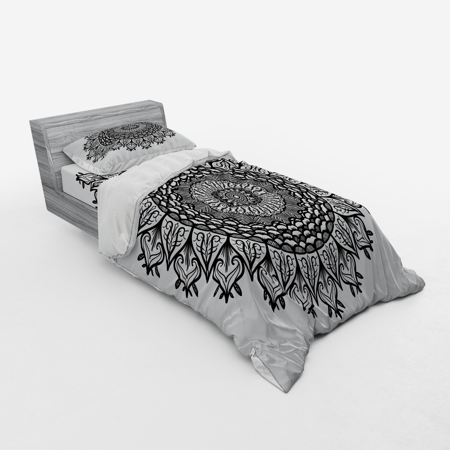 Ambesonne Leaf Print Bedding Set Duvet Cover Sham Fitted Sheet in 3 Sizes - Picture 210 of 228