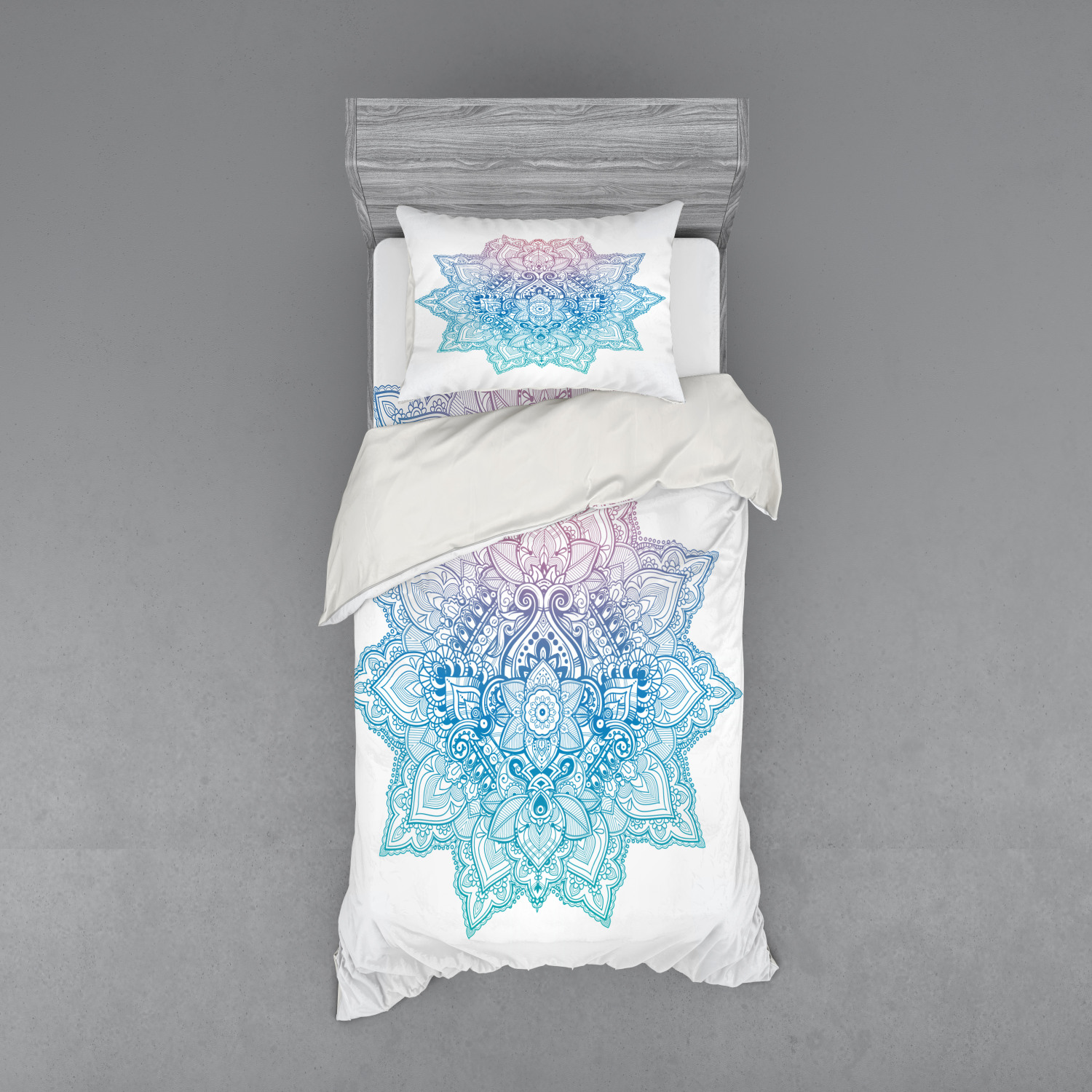 Ambesonne Leaf Print Bedding Set Duvet Cover Sham Fitted Sheet in 3 Sizes - Picture 149 of 228