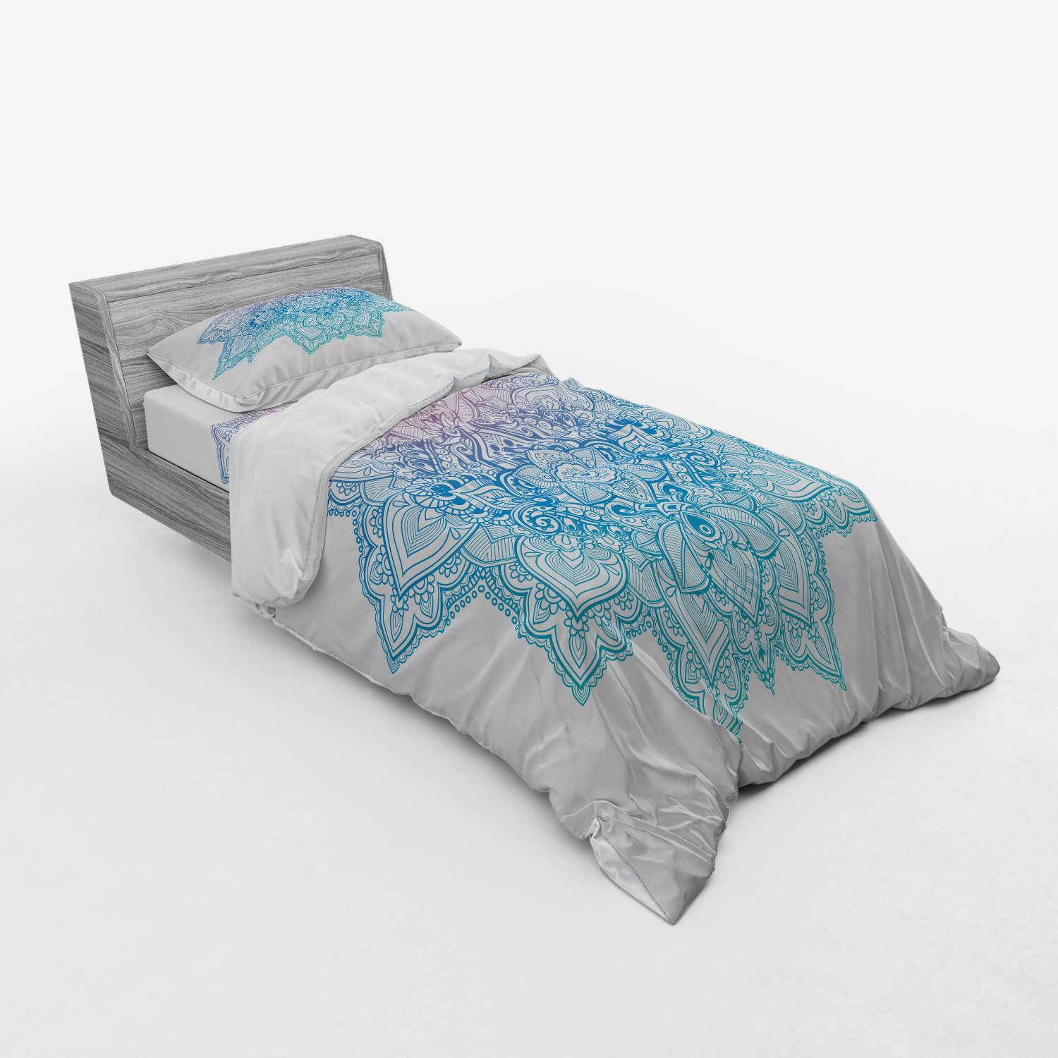 Ambesonne Leaf Print Bedding Set Duvet Cover Sham Fitted Sheet in 3 Sizes - Picture 150 of 228