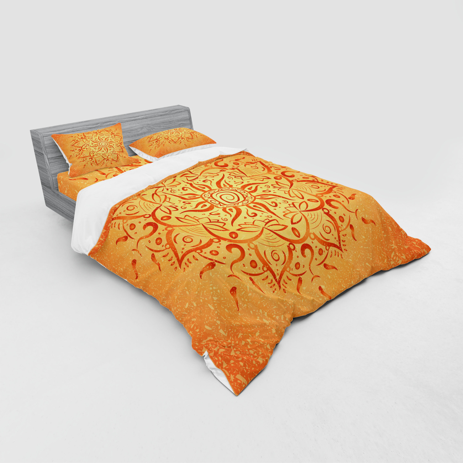 Ambesonne Leaf Print Bedding Set Duvet Cover Sham Fitted Sheet in 3 Sizes - Picture 136 of 228