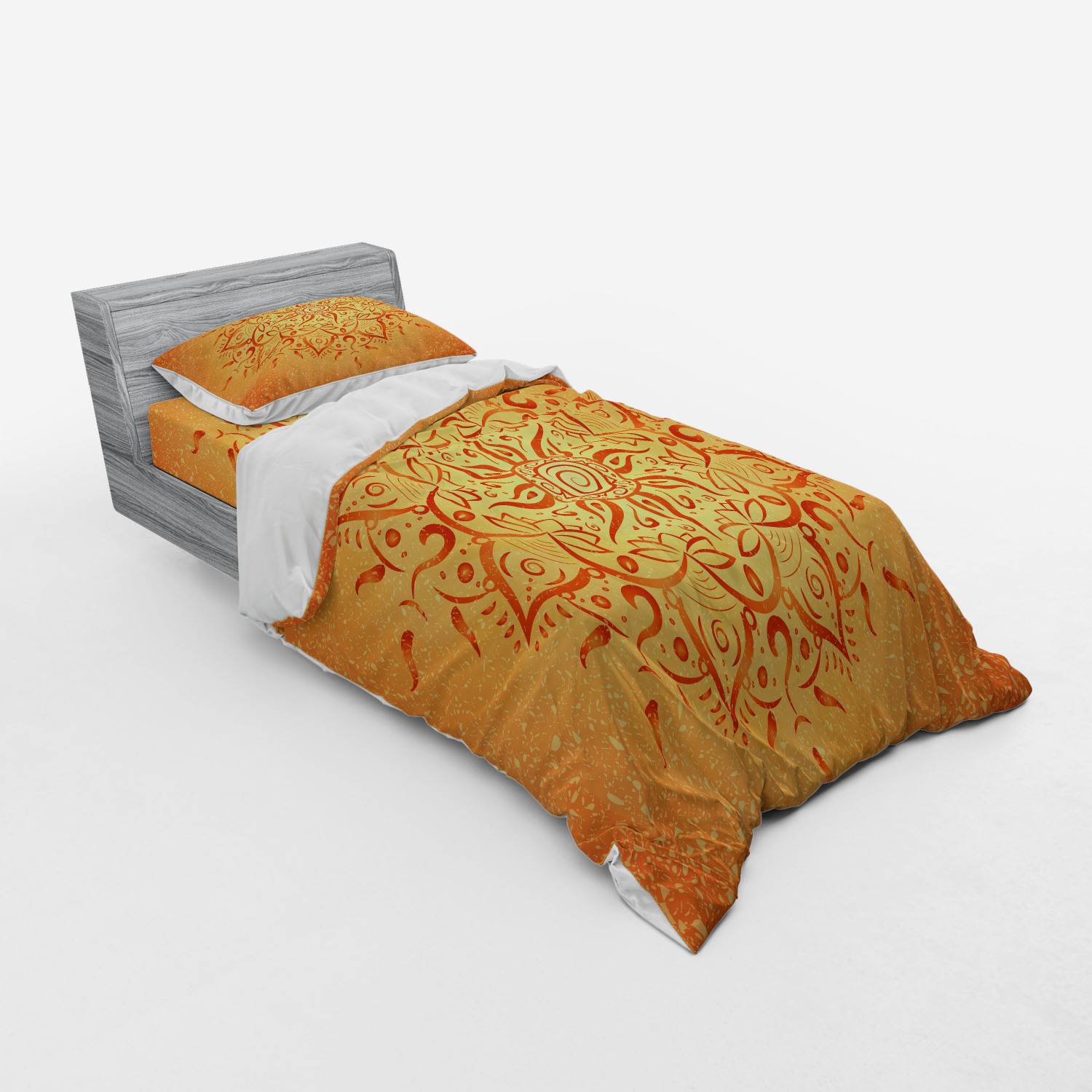 Ambesonne Leaf Print Bedding Set Duvet Cover Sham Fitted Sheet in 3 Sizes - Picture 134 of 228