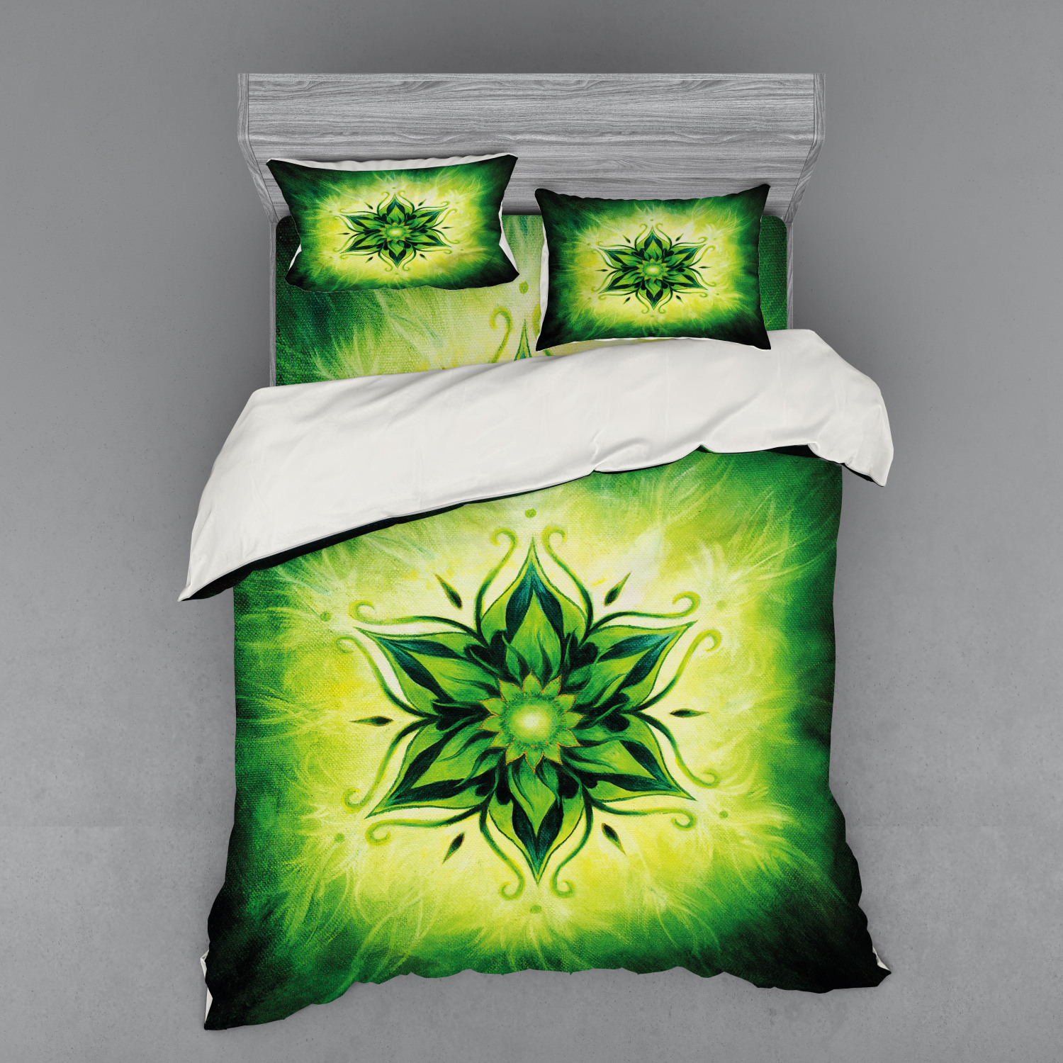 Ambesonne Leaf Print Bedding Set Duvet Cover Sham Fitted Sheet in 3 Sizes - Picture 51 of 228