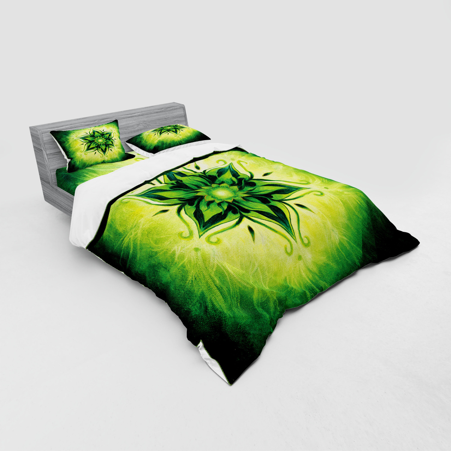 Ambesonne Leaf Print Bedding Set Duvet Cover Sham Fitted Sheet in 3 Sizes - Picture 52 of 228