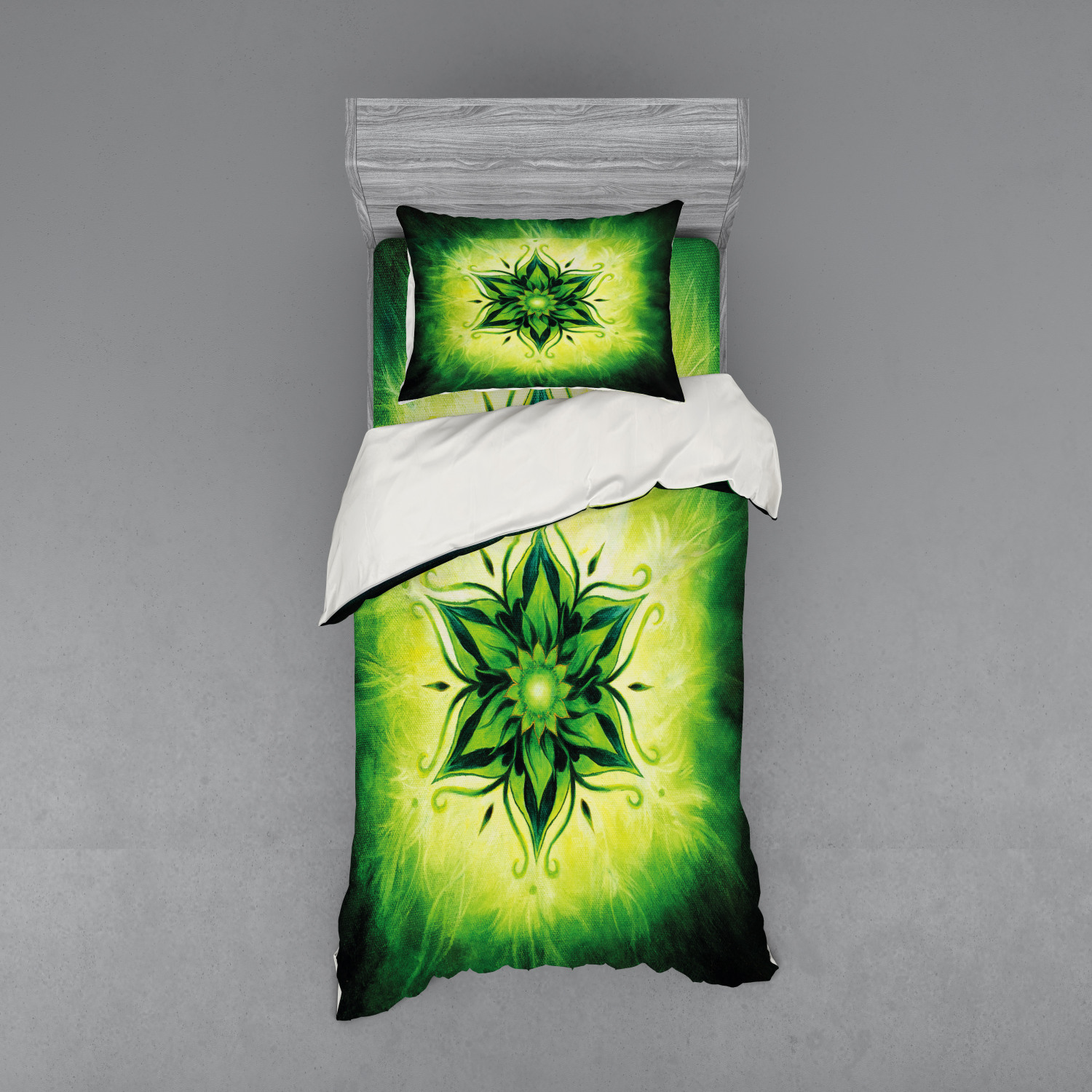 Ambesonne Leaf Print Bedding Set Duvet Cover Sham Fitted Sheet in 3 Sizes - Picture 49 of 228