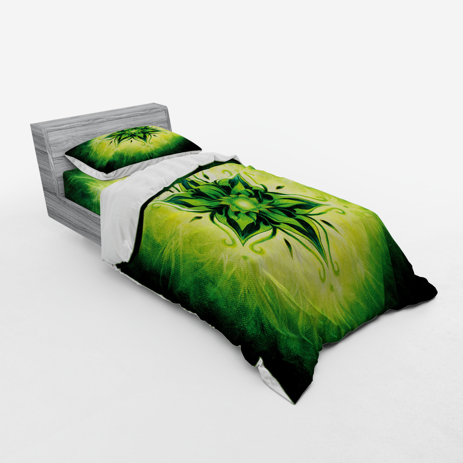 Ambesonne Leaf Print Bedding Set Duvet Cover Sham Fitted Sheet in 3 Sizes - Picture 50 of 228