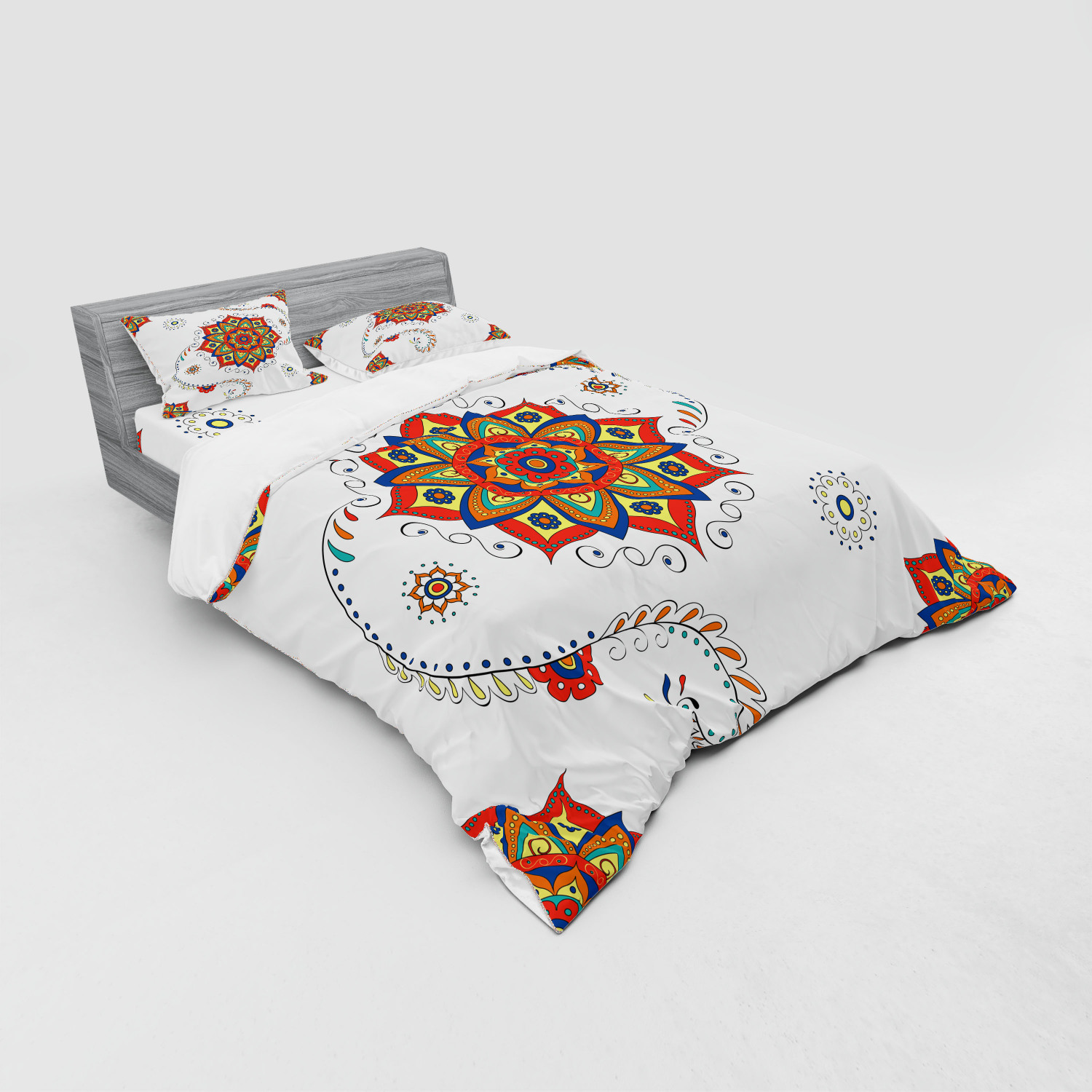 Ambesonne Leaf Print Bedding Set Duvet Cover Sham Fitted Sheet in 3 Sizes - Picture 108 of 228