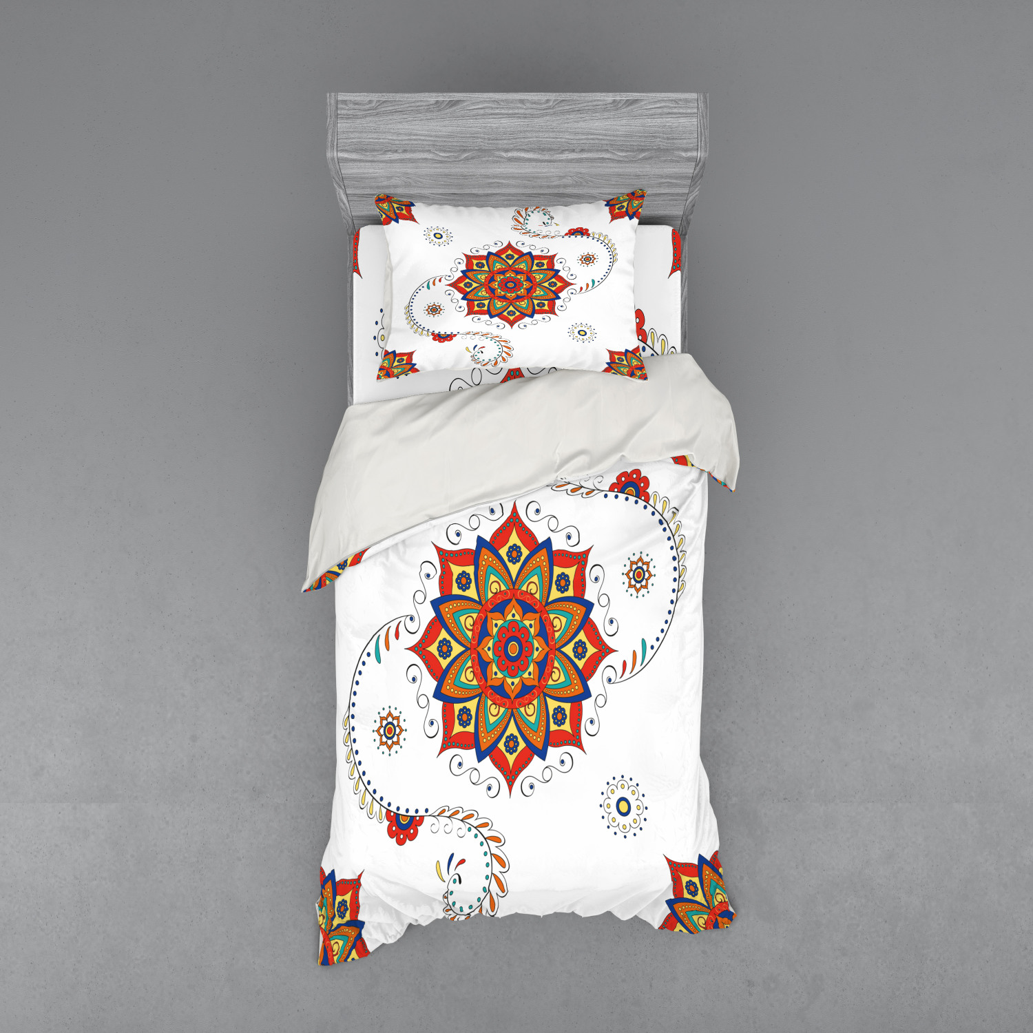 Ambesonne Leaf Print Bedding Set Duvet Cover Sham Fitted Sheet in 3 Sizes - Picture 105 of 228