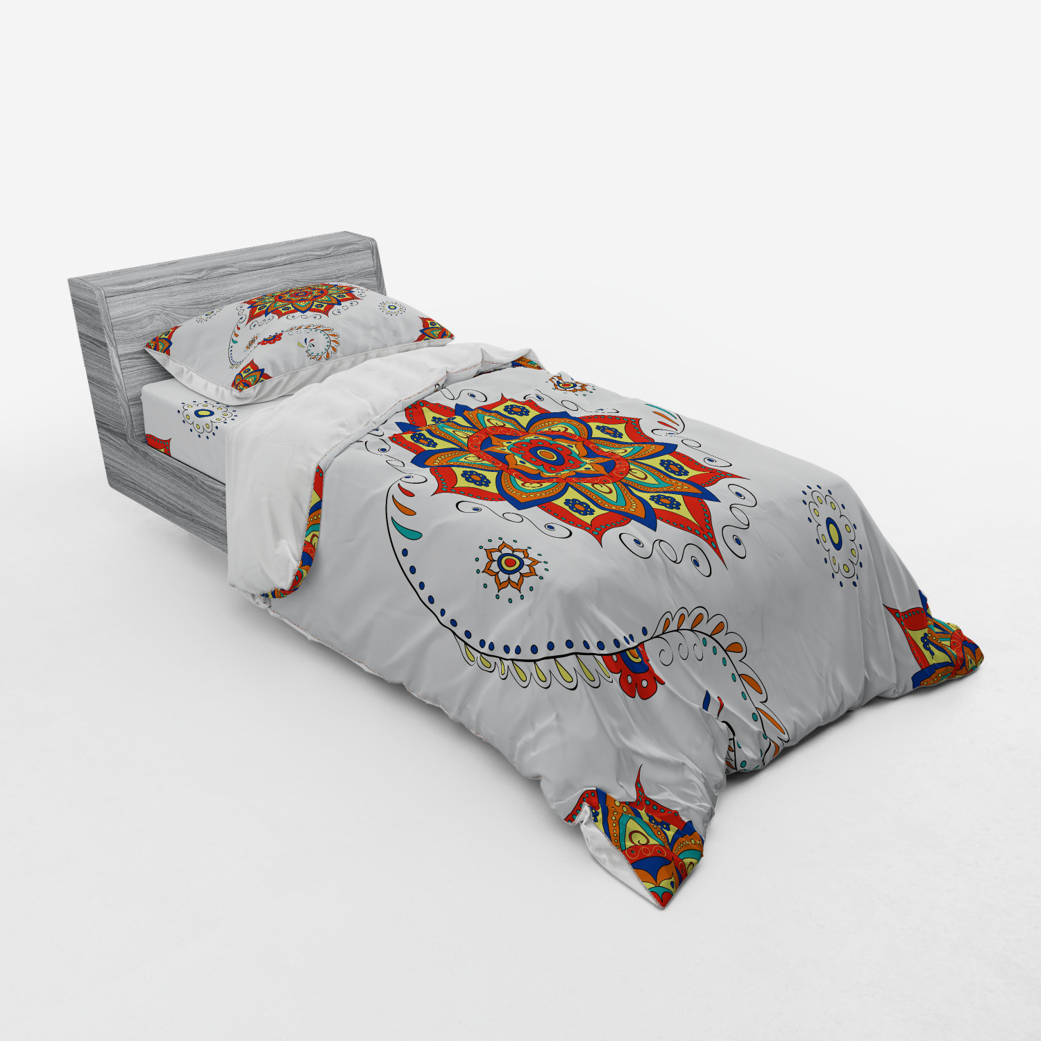 Ambesonne Leaf Print Bedding Set Duvet Cover Sham Fitted Sheet in 3 Sizes - Picture 106 of 228