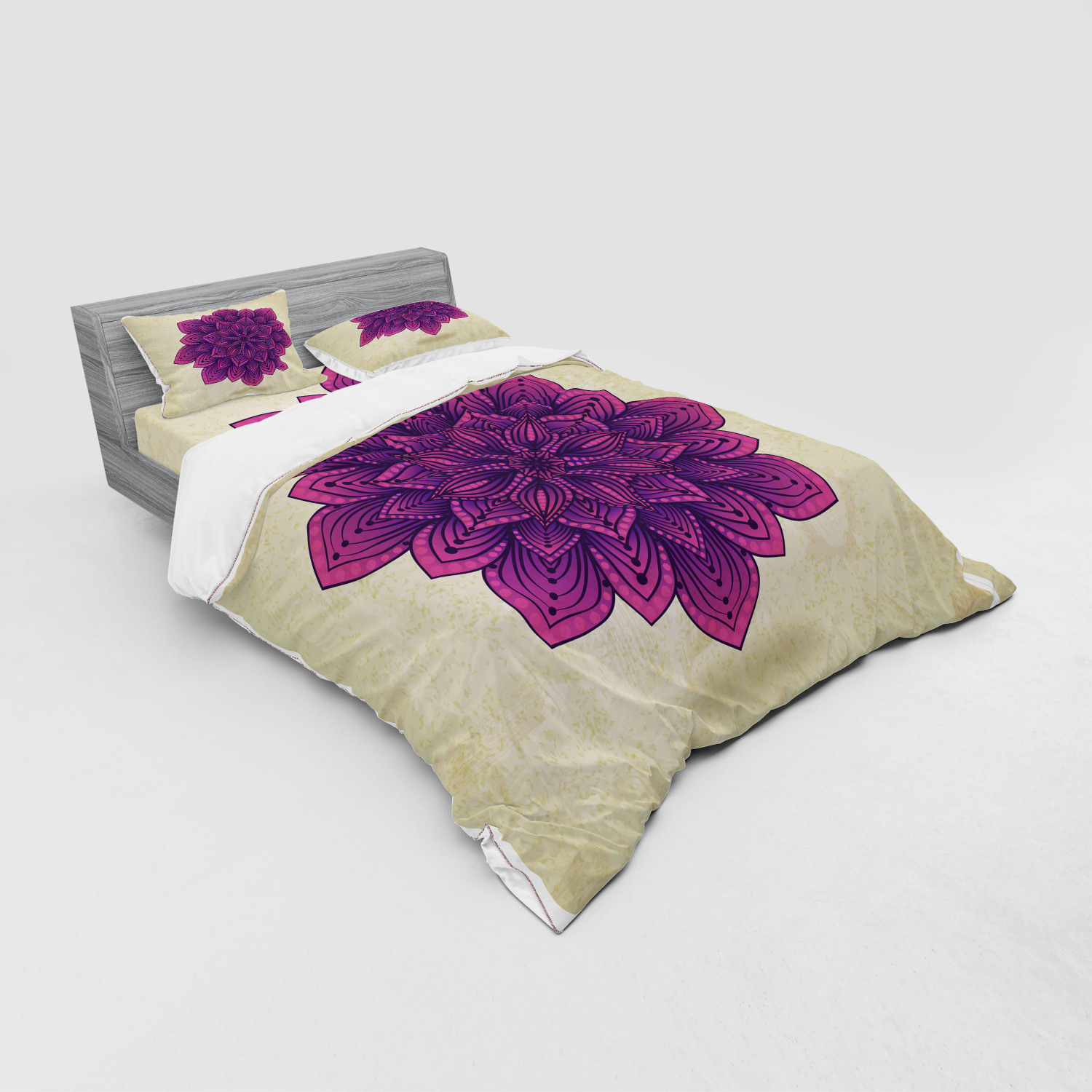 Ambesonne Leaf Print Bedding Set Duvet Cover Sham Fitted Sheet in 3 Sizes - Picture 176 of 228