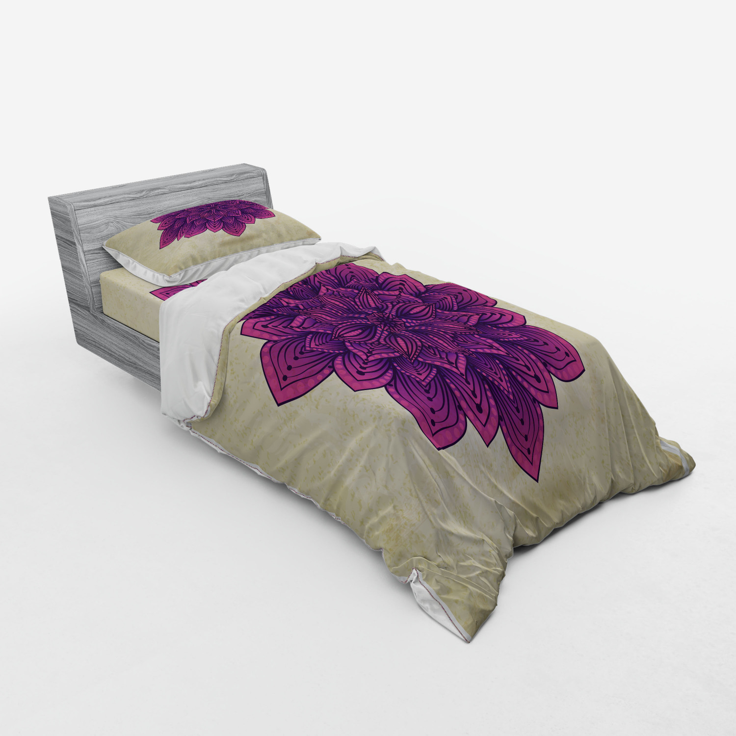 Ambesonne Leaf Print Bedding Set Duvet Cover Sham Fitted Sheet in 3 Sizes - Picture 174 of 228