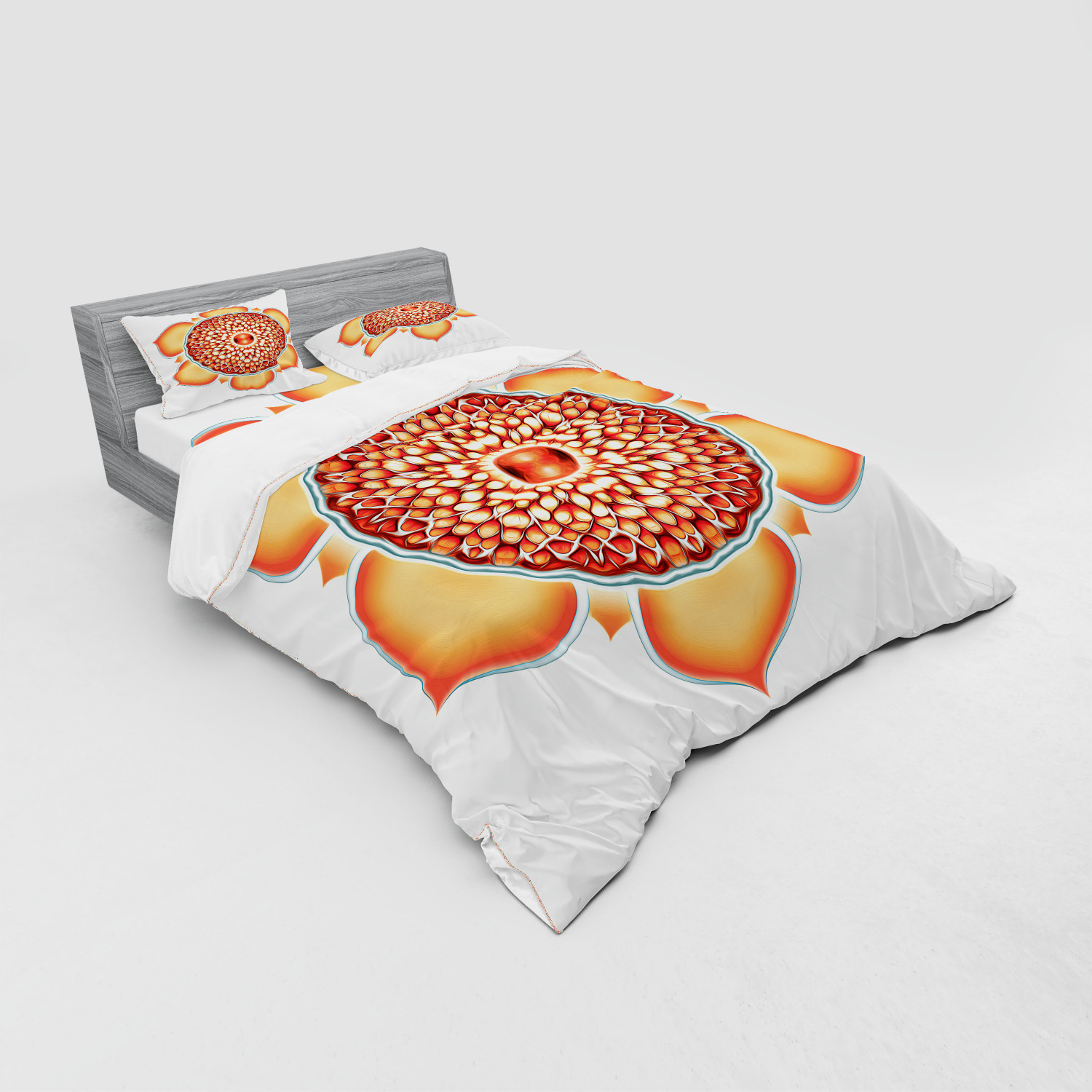 Ambesonne Leaf Print Bedding Set Duvet Cover Sham Fitted Sheet in 3 Sizes - Picture 88 of 228