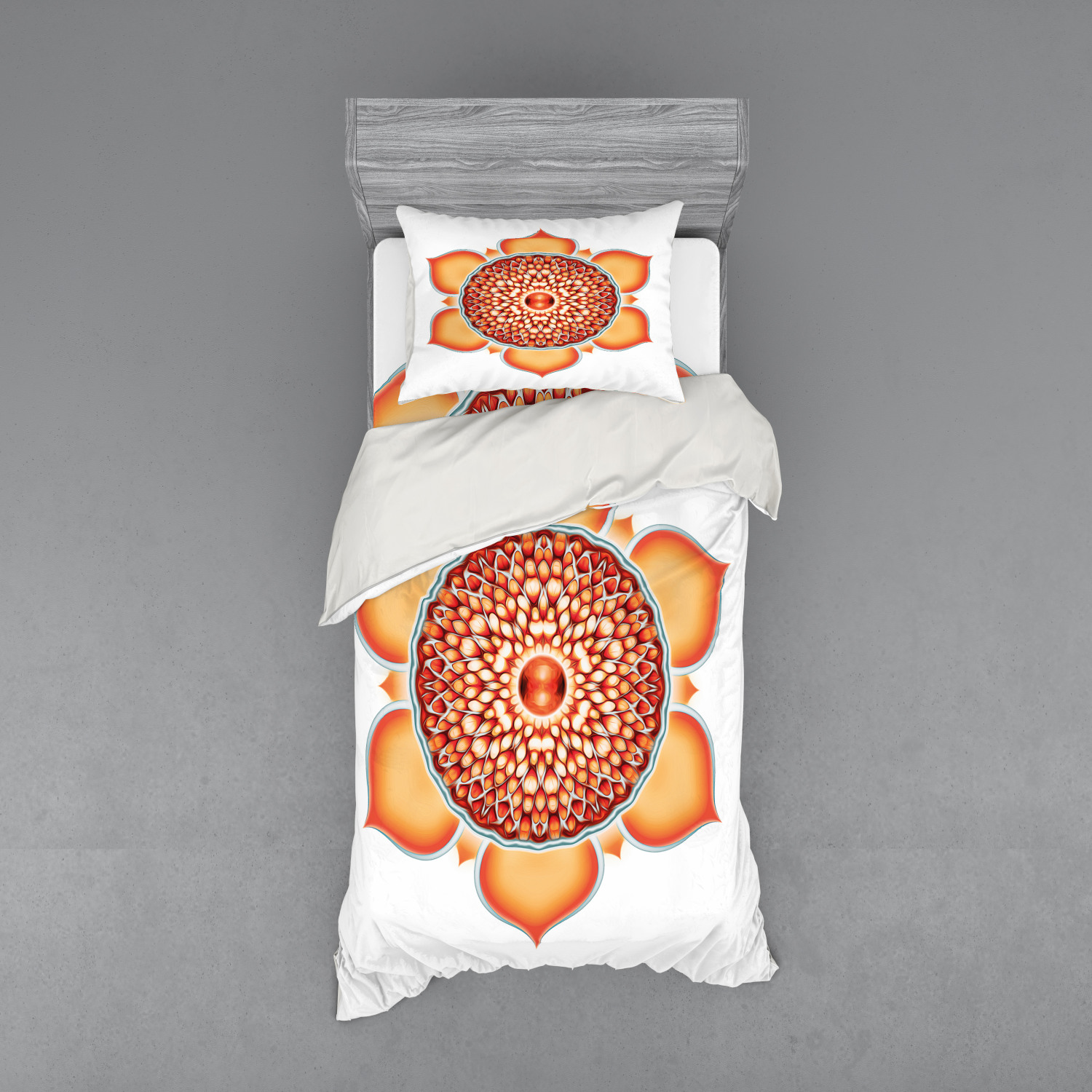 Ambesonne Leaf Print Bedding Set Duvet Cover Sham Fitted Sheet in 3 Sizes - Picture 85 of 228